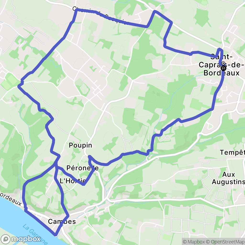 Saint-Caprais-de-Bordeaux : carte du parcours de randonnée - France