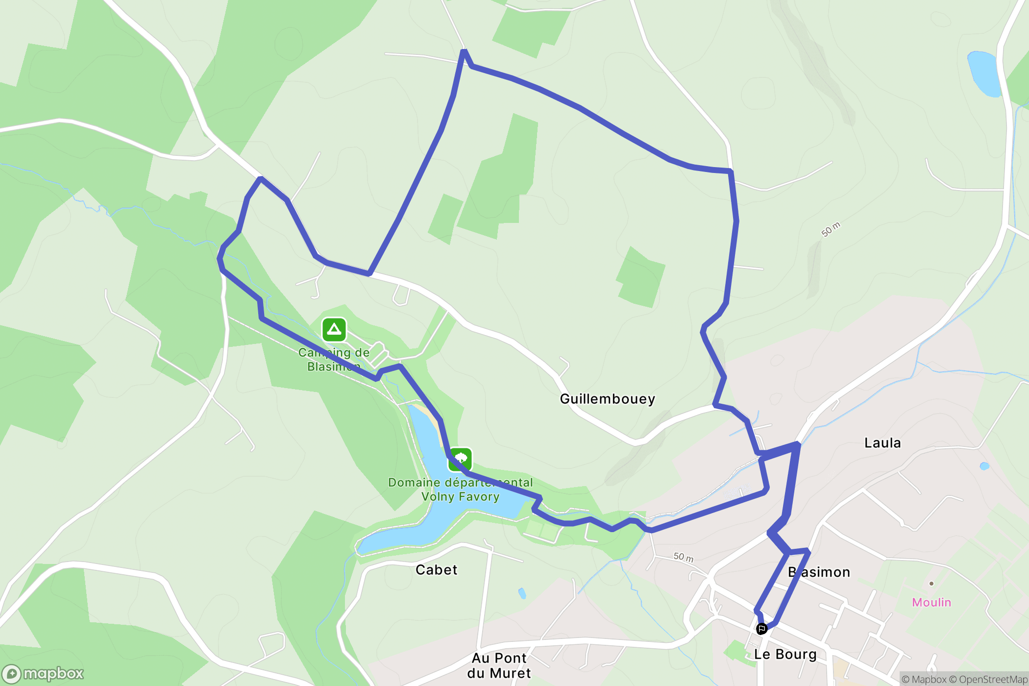 Blasimon : carte du parcours de randonnée - France