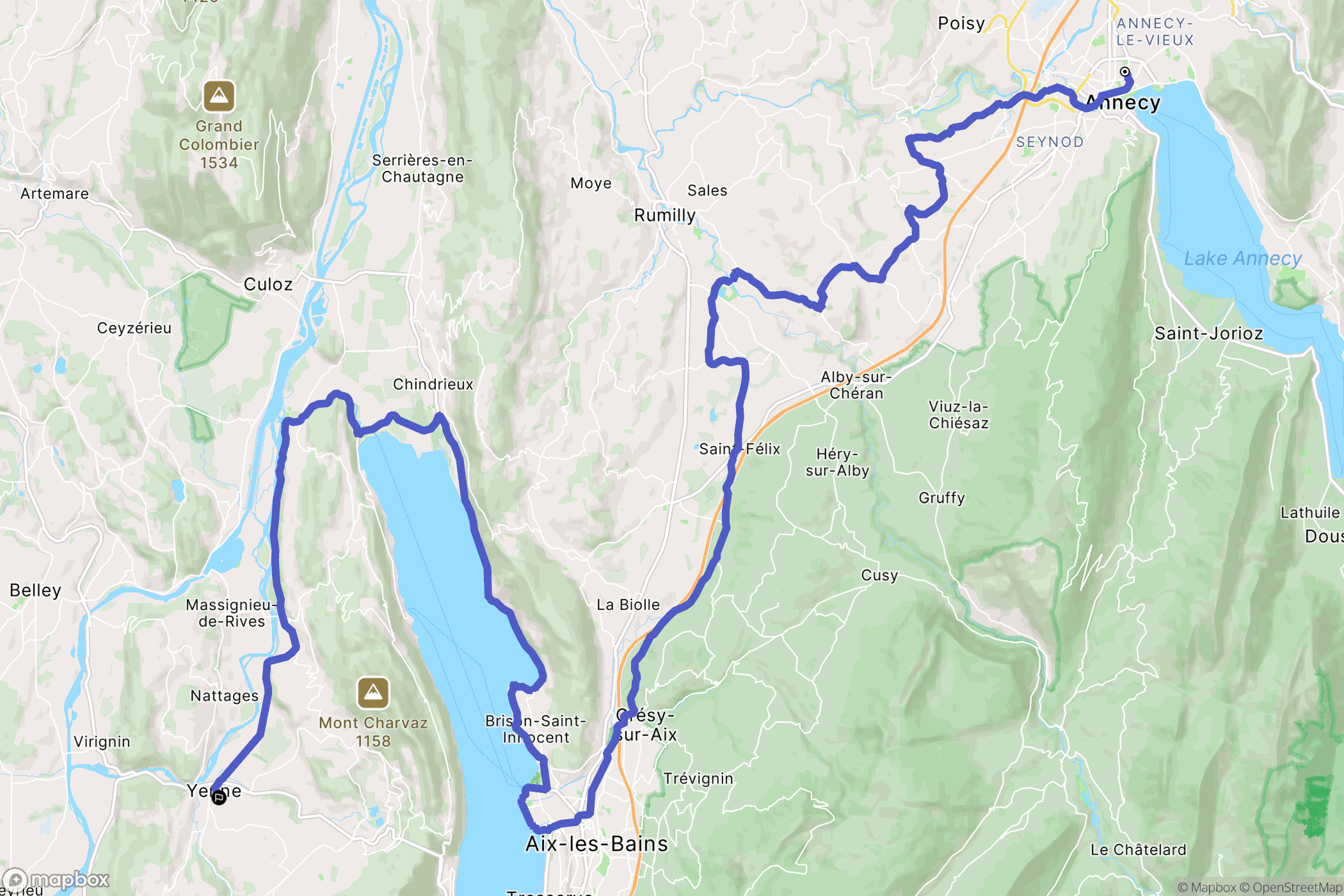 Annecy : carte du parcours de randonnée - France