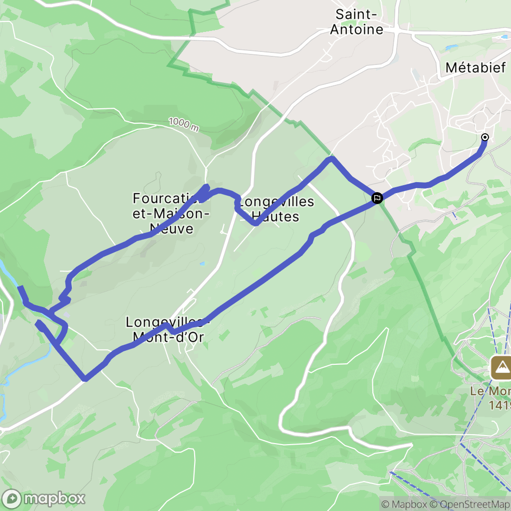 Métabief : carte du parcours de randonnée - France