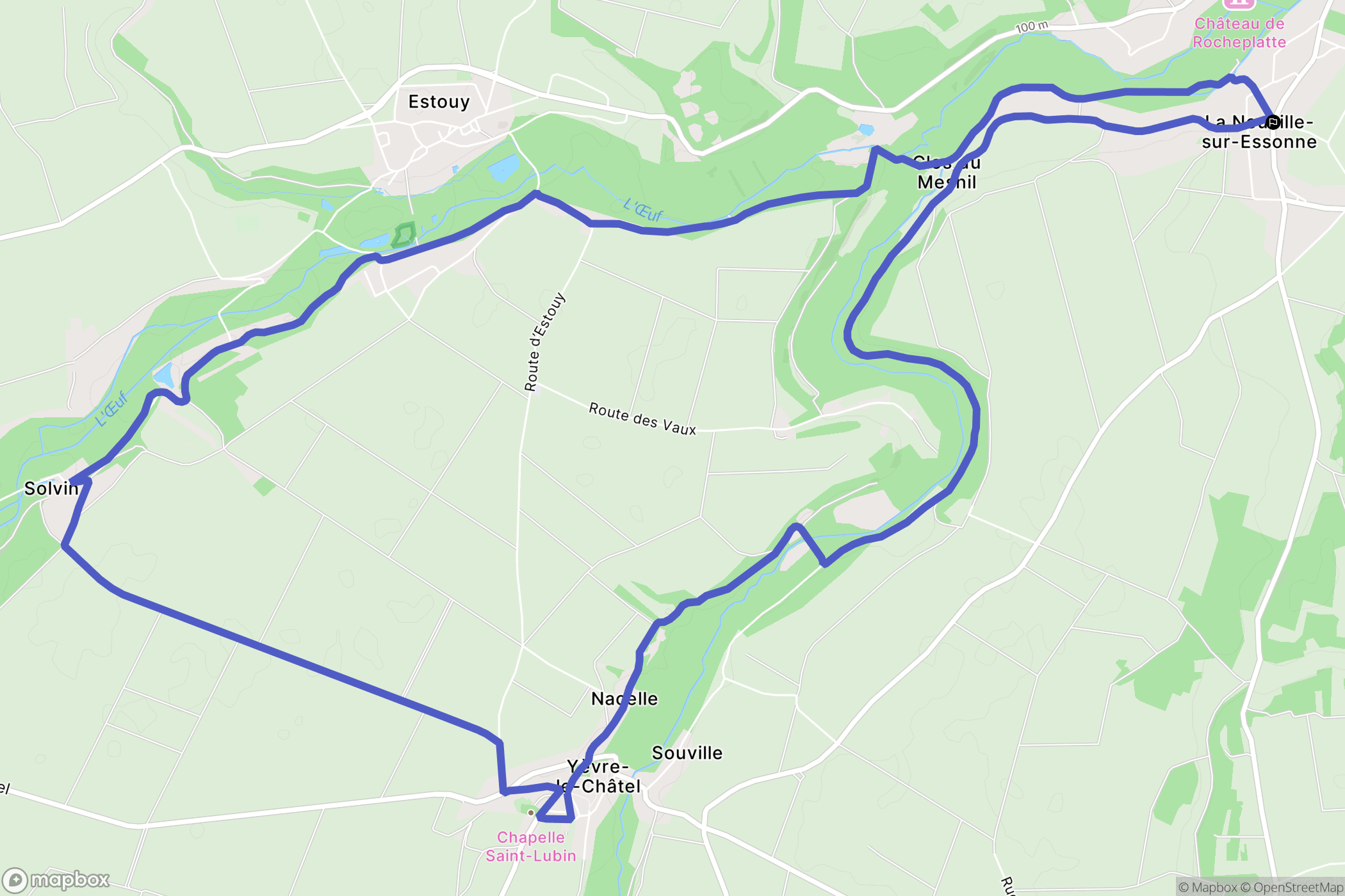 La Neuville-sur-Essonne : carte du parcours de randonnée - France