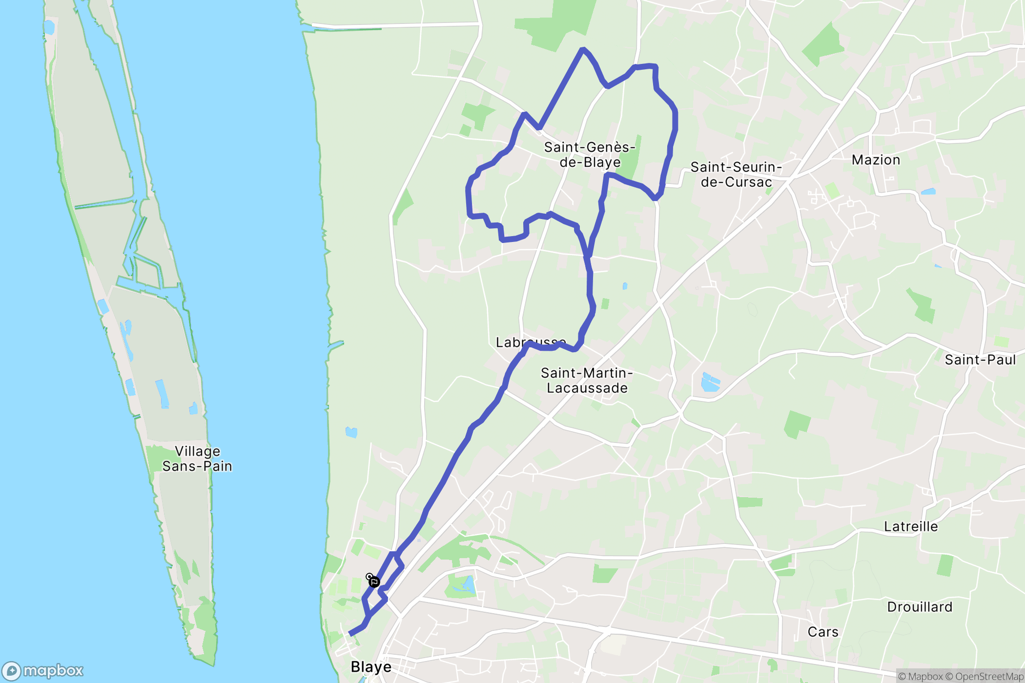 Blaye : carte du parcours de randonnée - France