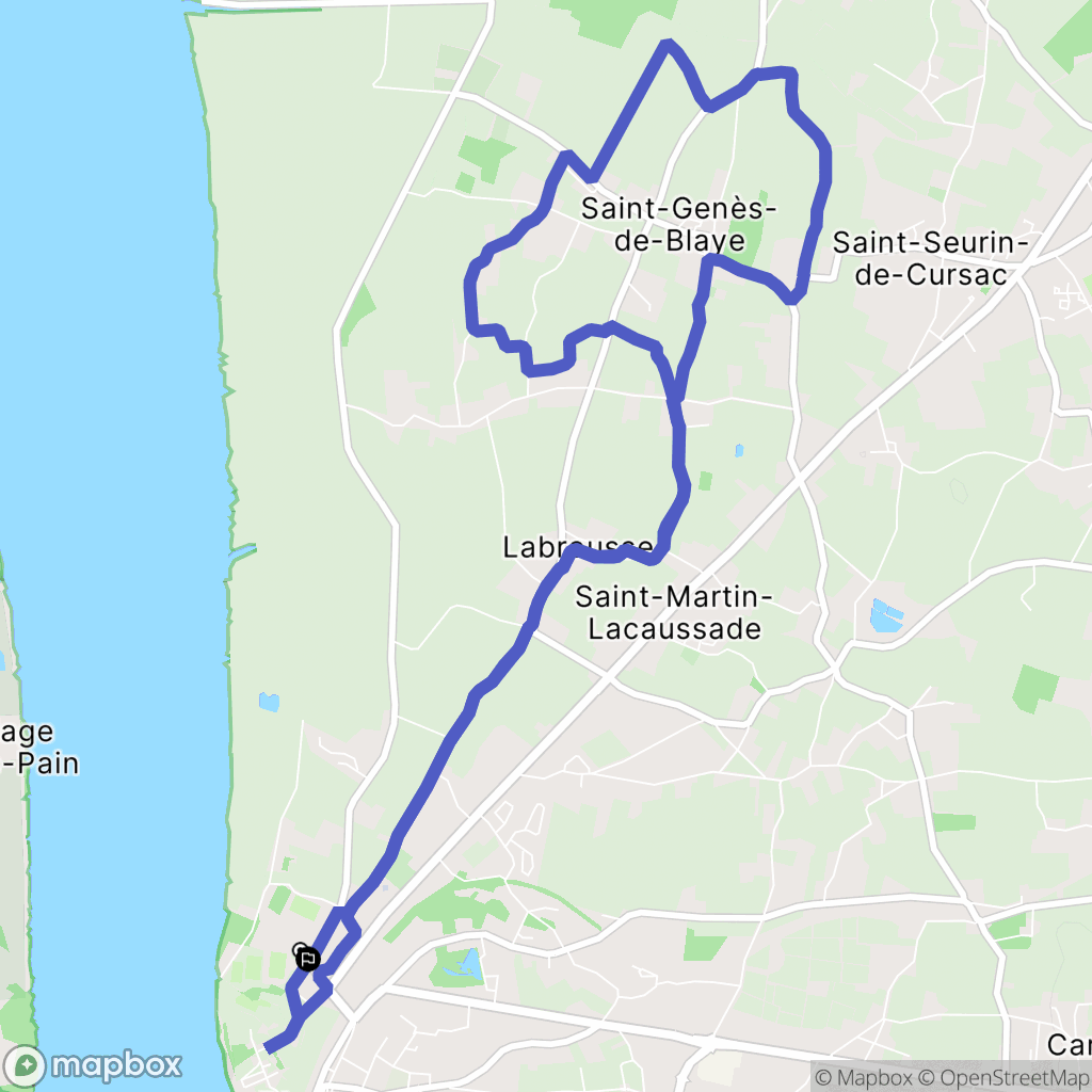 Blaye : carte du parcours de randonnée - France
