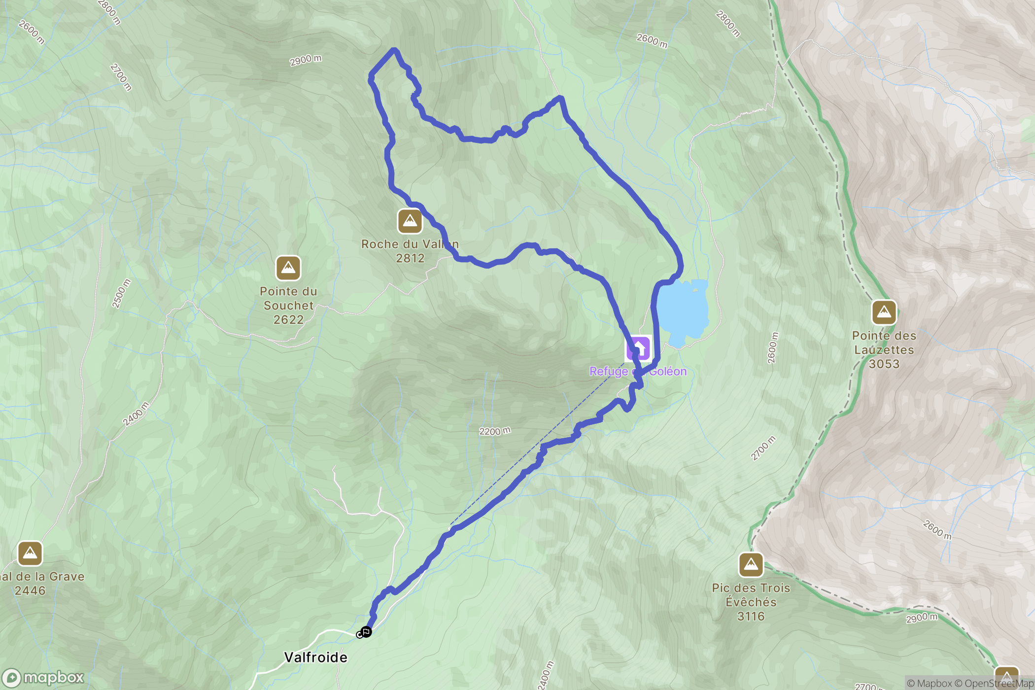 La Grave : carte du parcours de randonnée - France