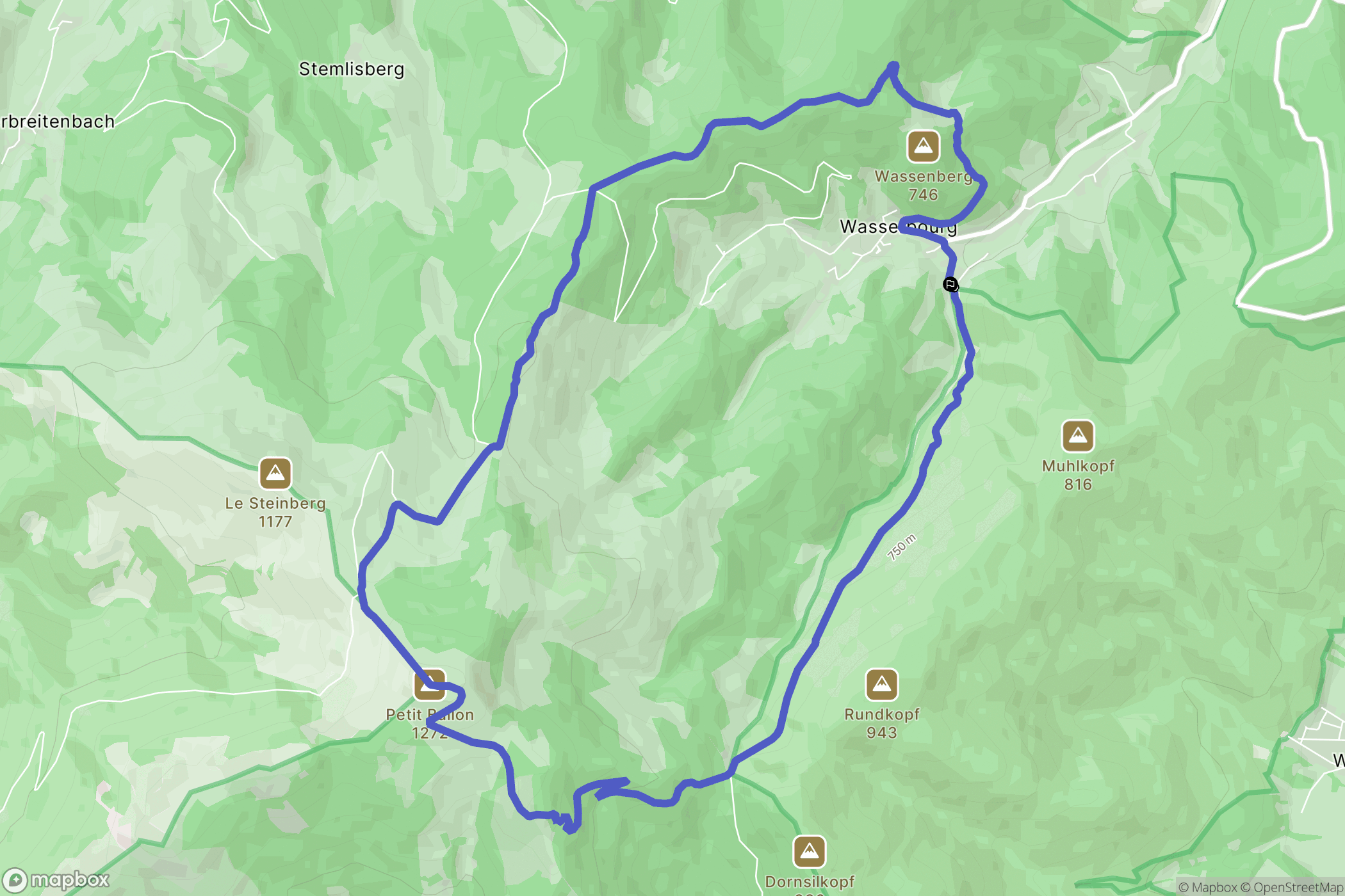 Wasserbourg : carte du parcours de randonnée - France