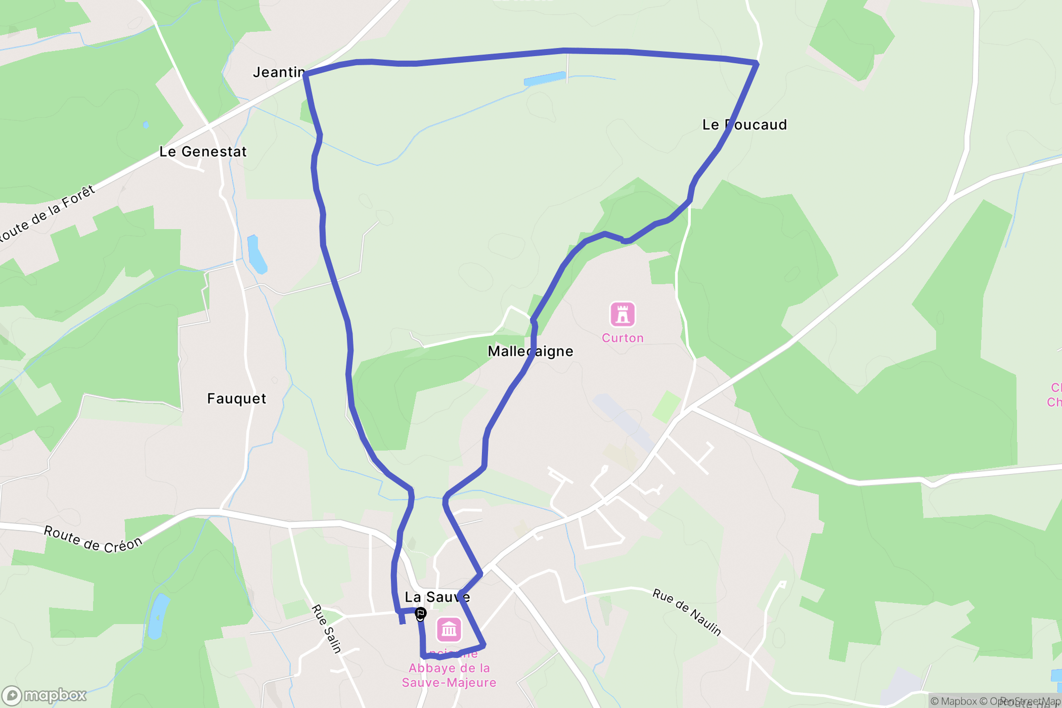 La Sauve : carte du parcours de randonnée - France