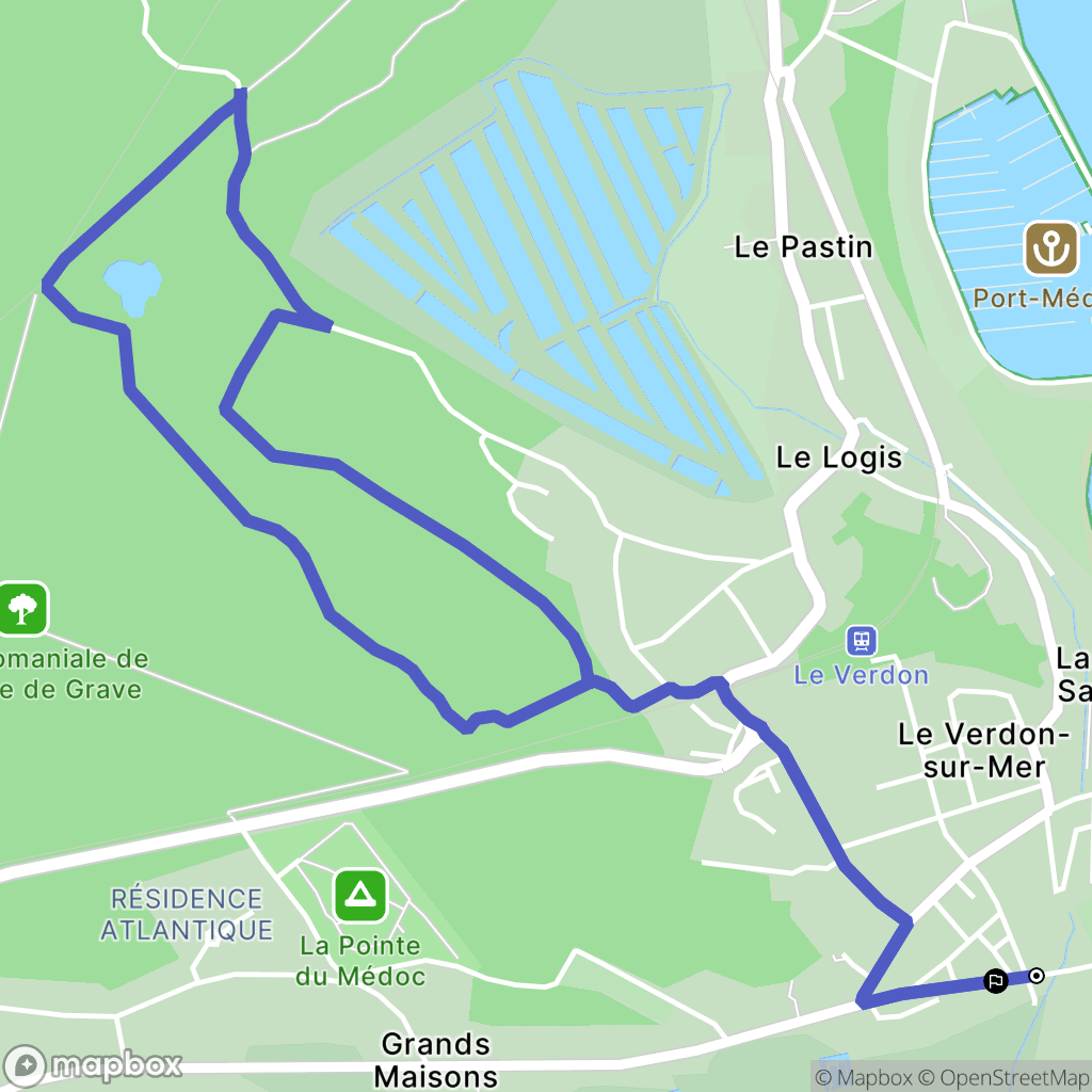 33123 LE VERDON-SUR-MER : carte du parcours de randonnée - France