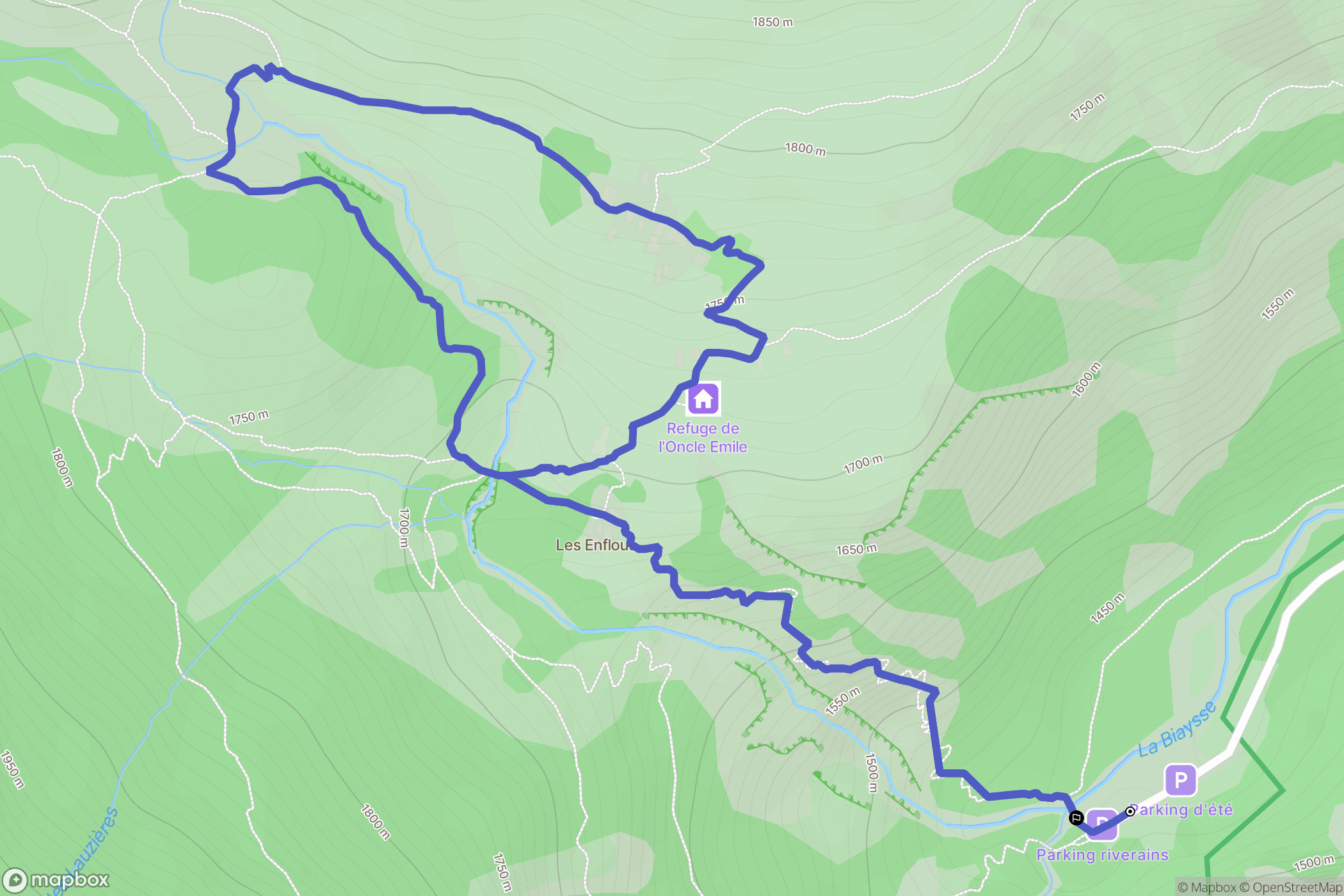 Freissinières : carte du parcours de randonnée - France