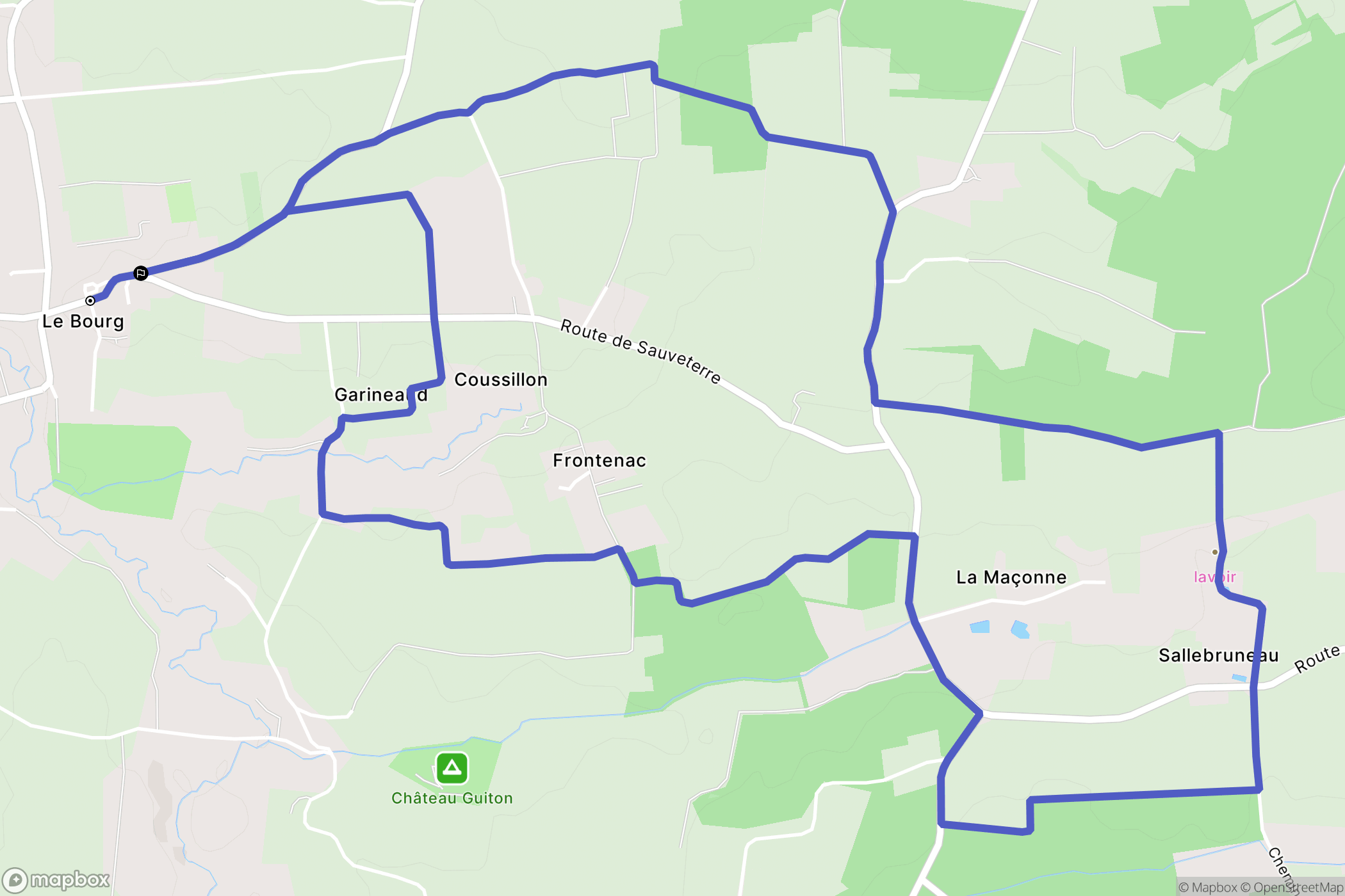 Frontenac : carte du parcours de randonnée - France