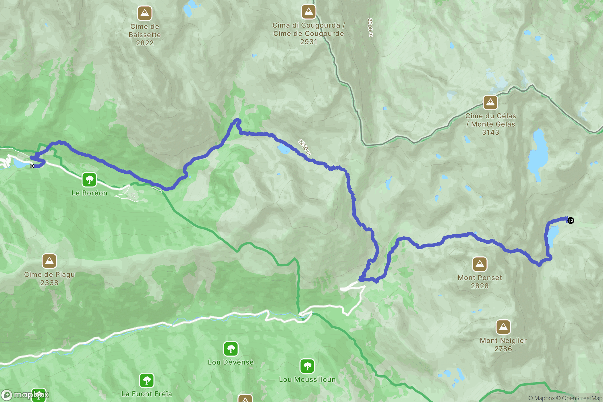 Saint-Martin-Vésubie : carte du parcours de randonnée - France