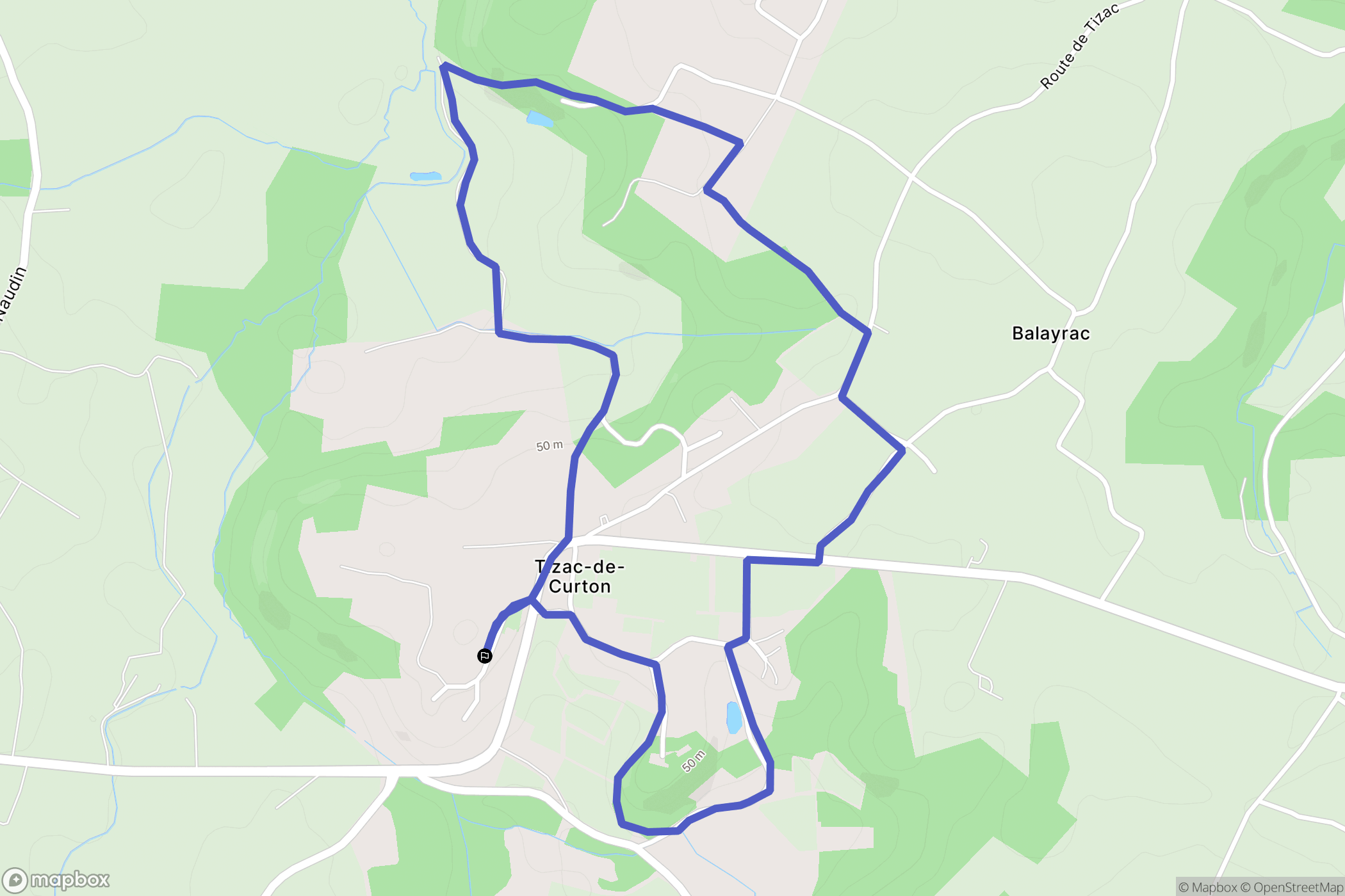 Tizac-de-Curton : carte du parcours de randonnée - France