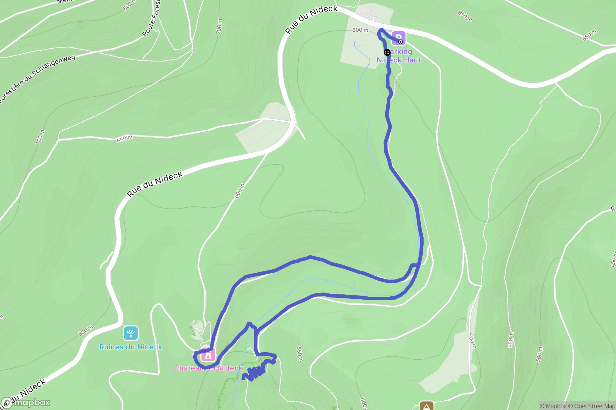 Maison Forestière du Nideck, Oberhaslach : carte du parcours de randonnée - France