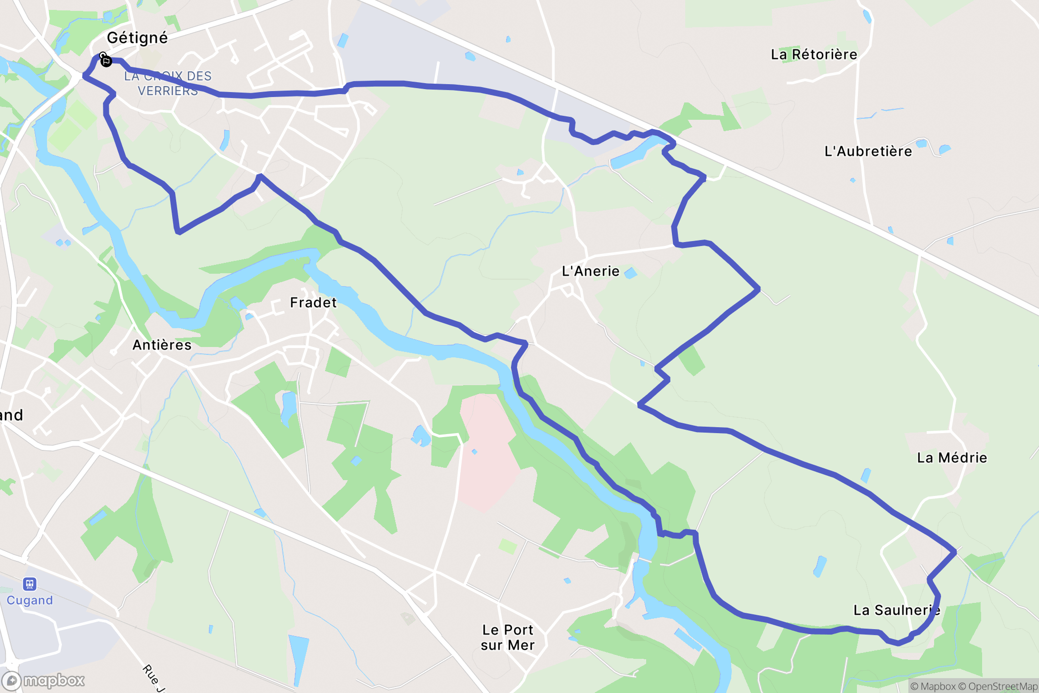 Gétigné : carte du parcours de randonnée - France