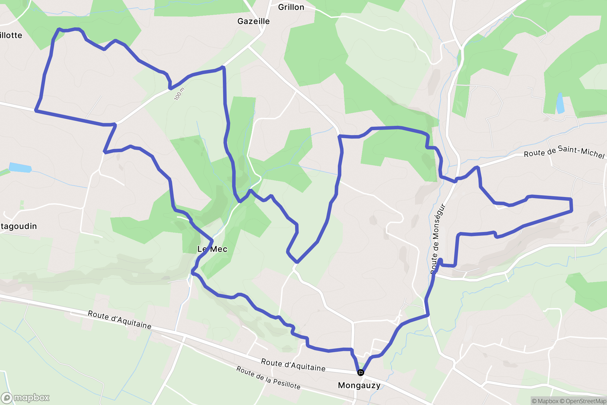 Mongauzy : carte du parcours de randonnée - France