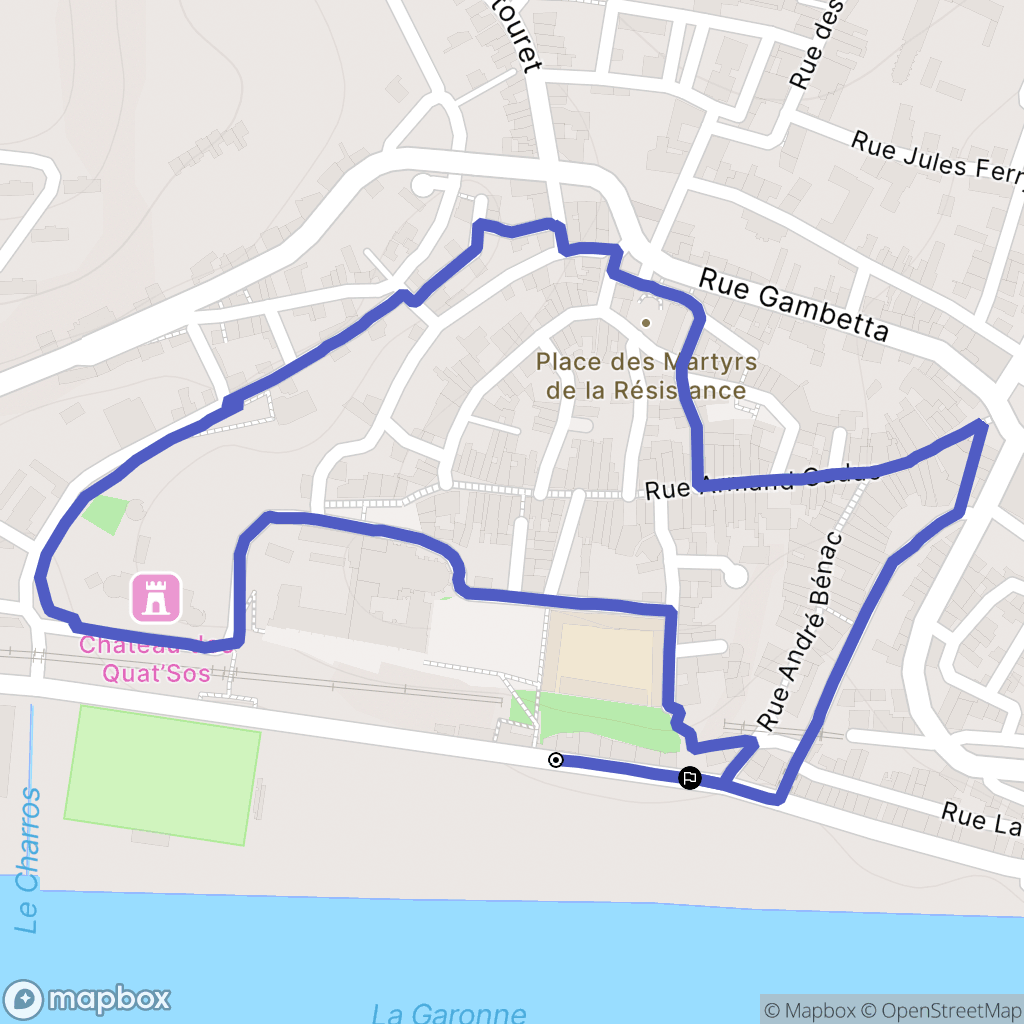 La Réole : carte du parcours de randonnée - France