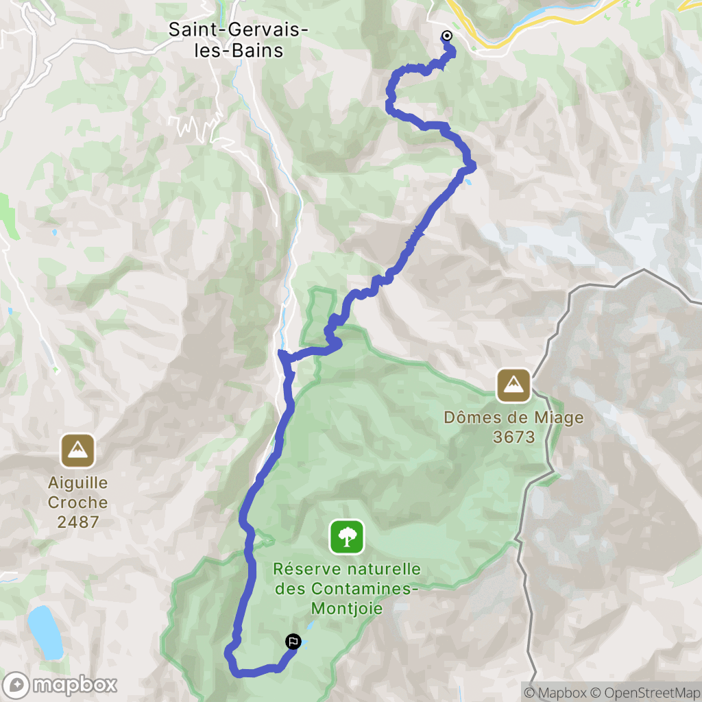 Les Contamines-Montjoie : carte du parcours de randonnée - France