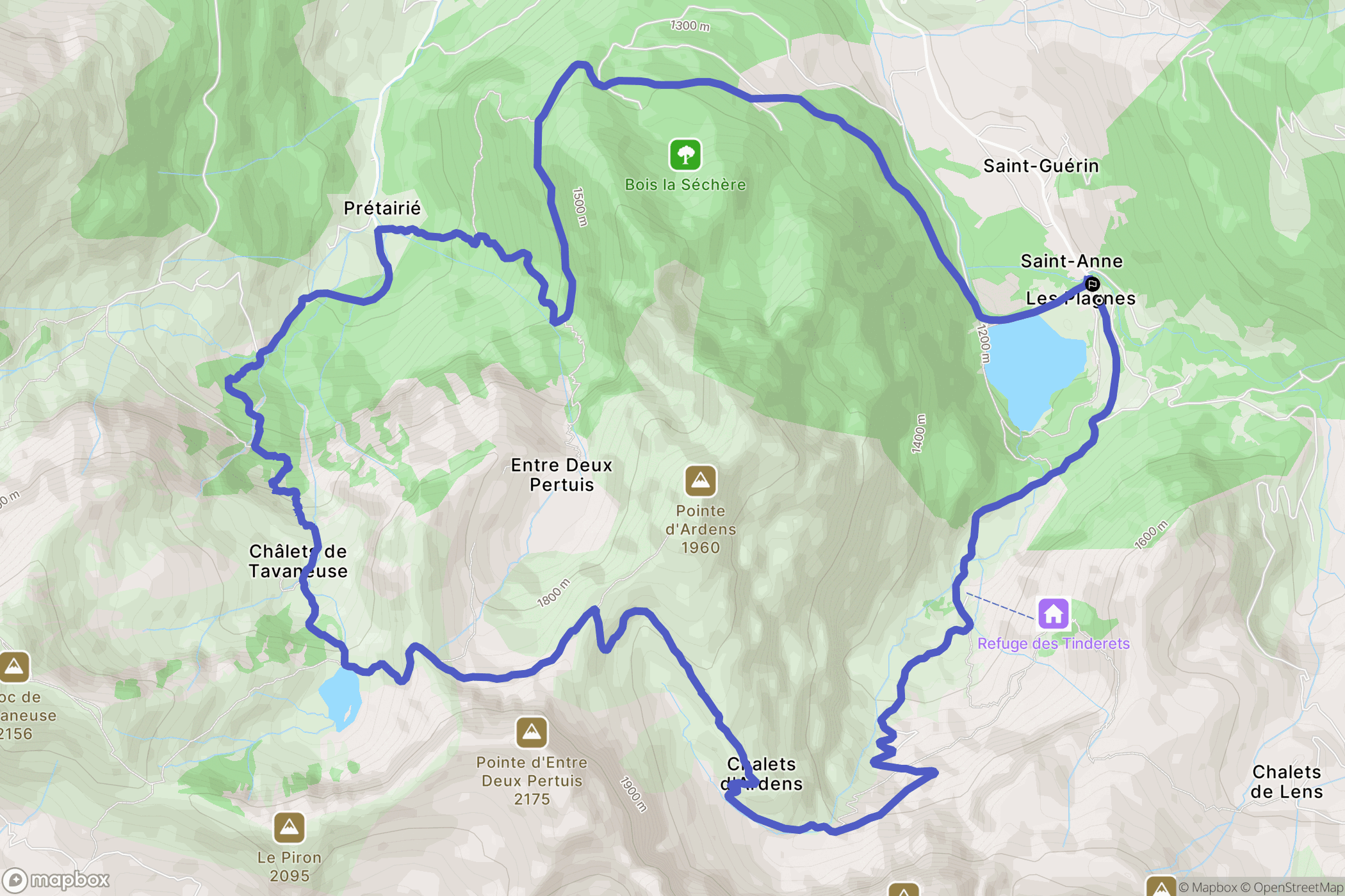 Abondance : carte du parcours de randonnée - France