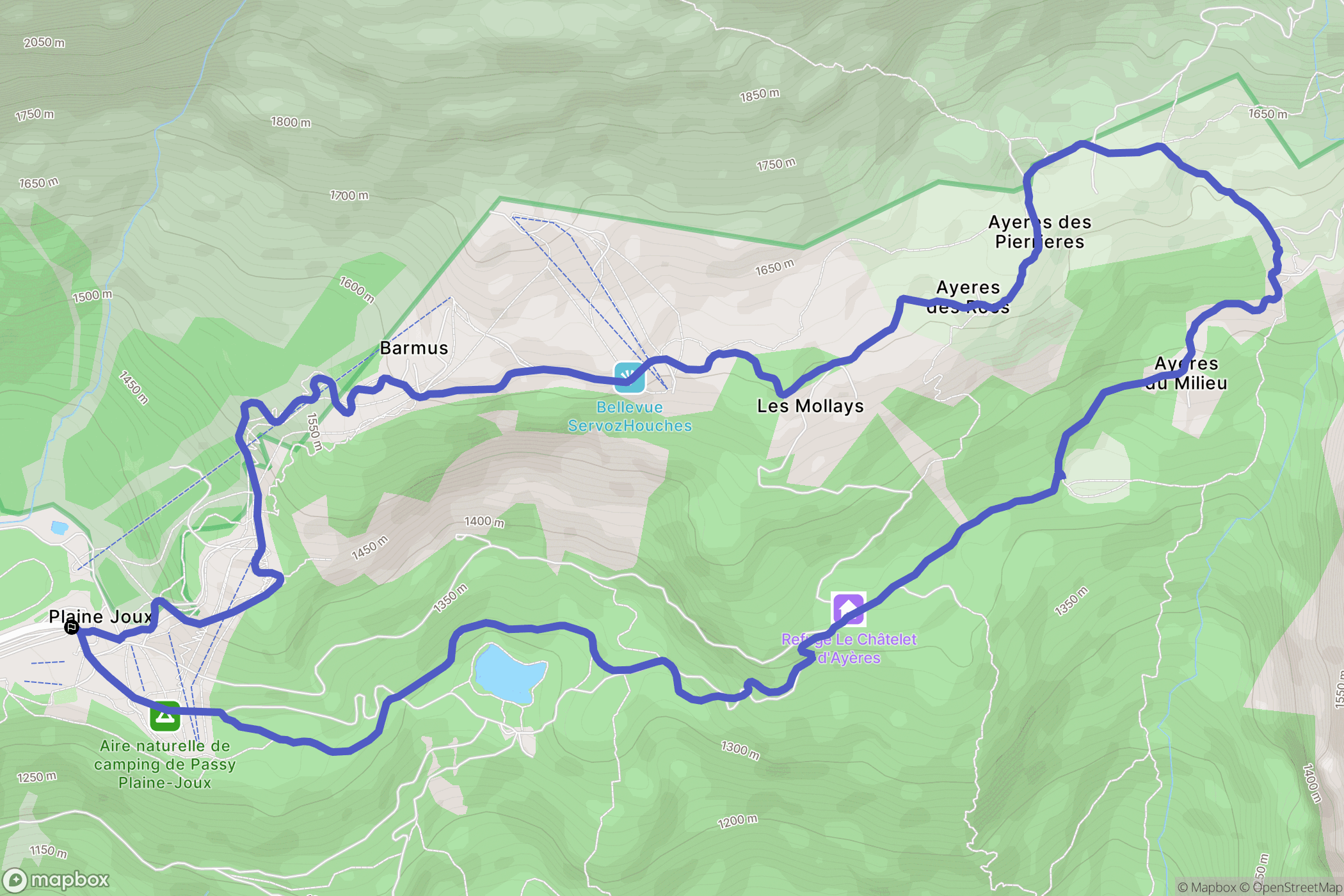 Passy : carte du parcours de randonnée - France