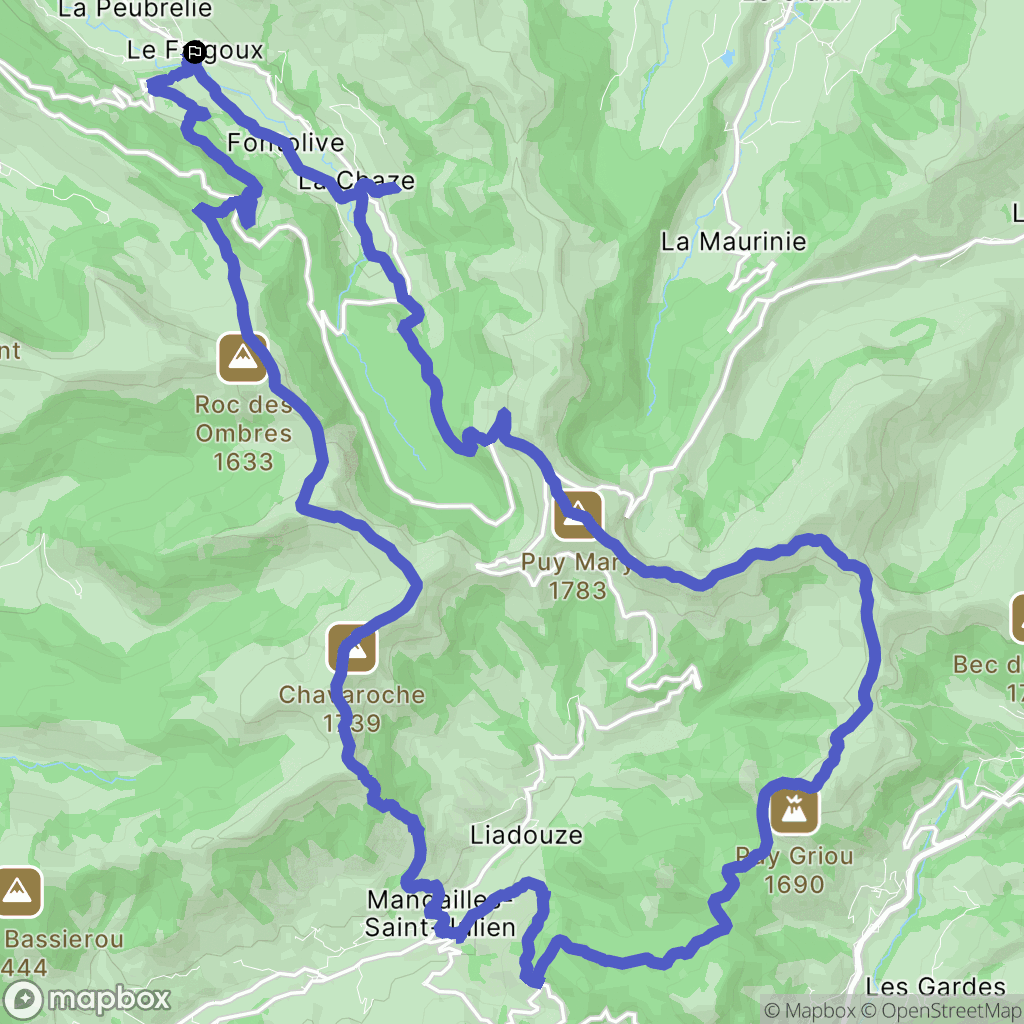 Le Falgoux : carte du parcours de randonnée - France