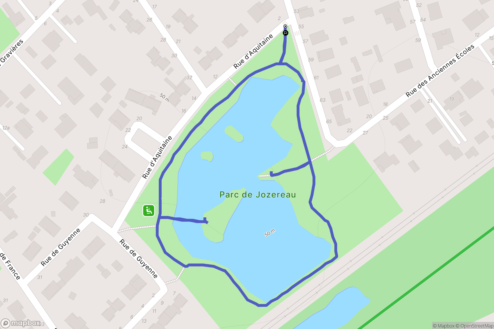 Pessac : carte du parcours de randonnée - France