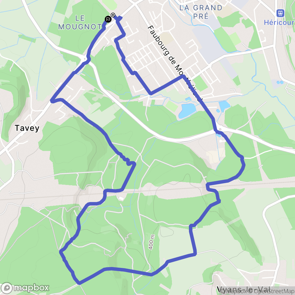 Héricourt : carte du parcours de randonnée - France
