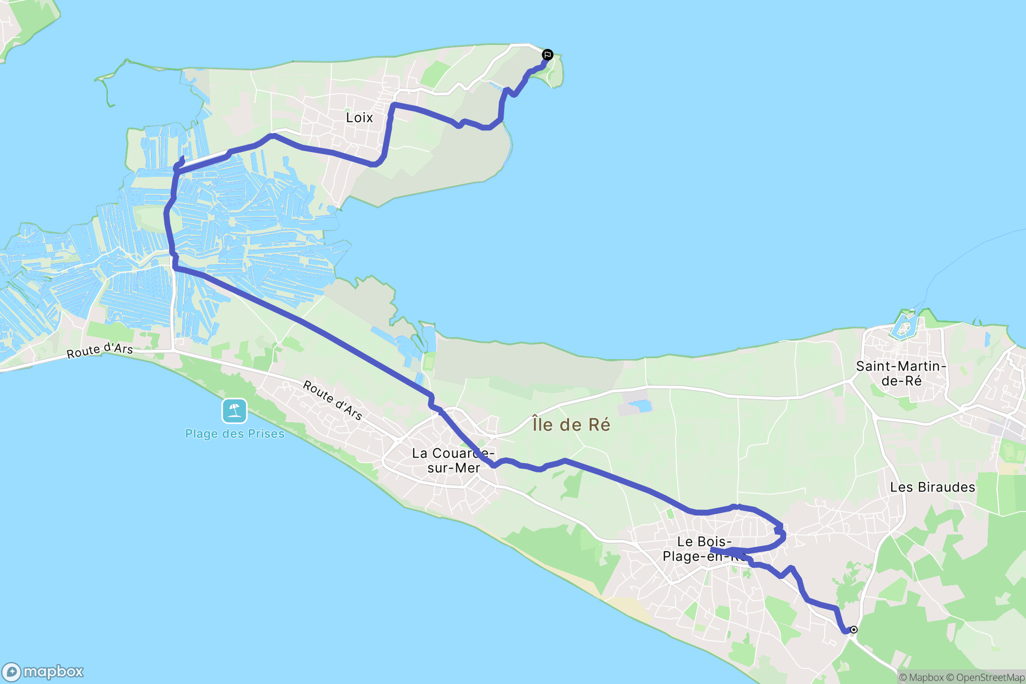 Le Bois-Plage-en-Ré : carte du parcours de randonnée - France