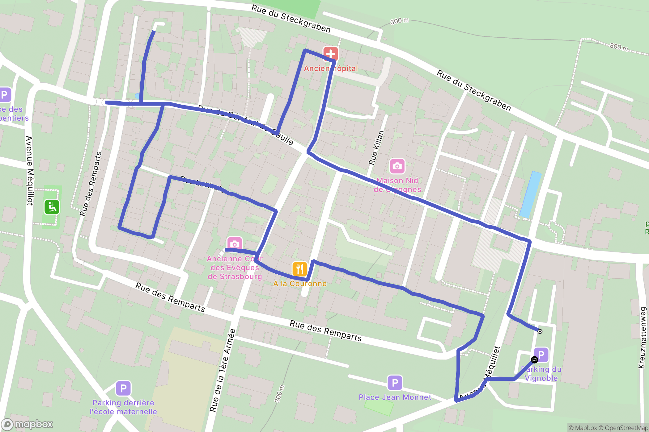 Riquewihr : carte du parcours de randonnée - France