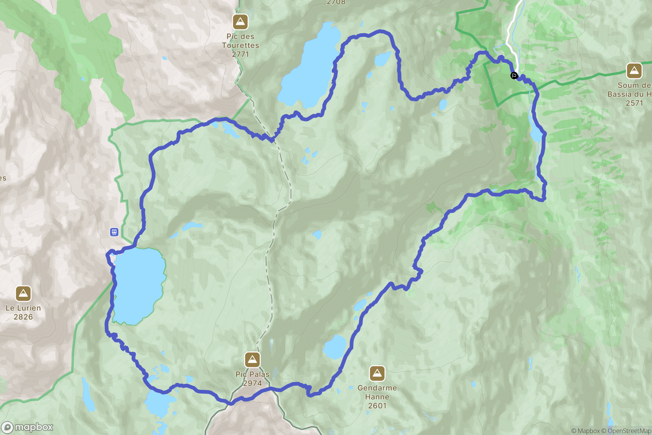 Arrens-Marsous : carte du parcours de randonnée - France