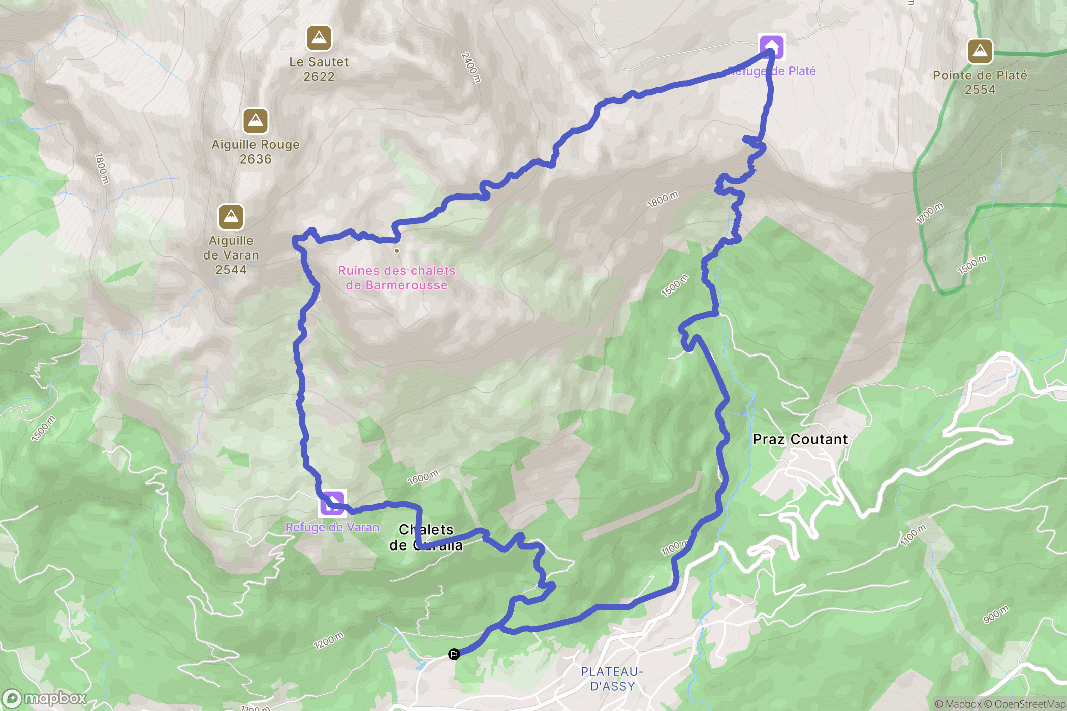 Passy 74190 : carte du parcours de randonnée - France