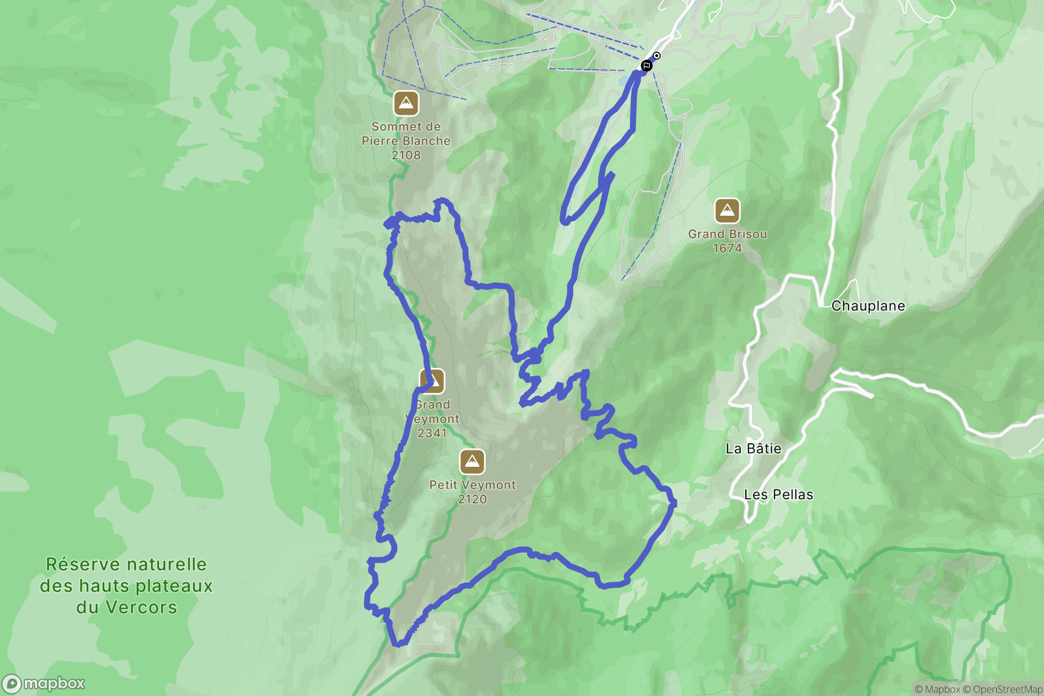 Gresse-en-Vercors : carte du parcours de randonnée - France