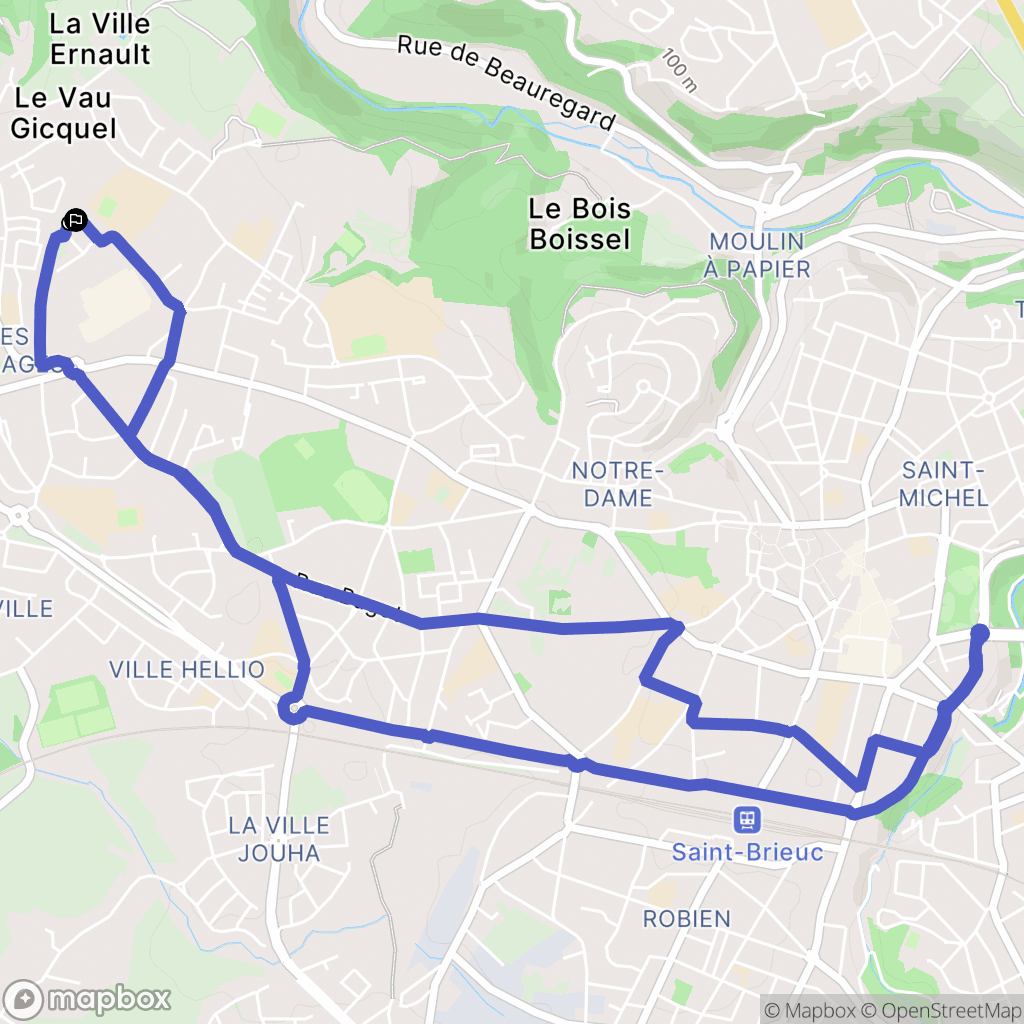 La Ville Juhel, Saint-Brieuc : carte du parcours de randonnée - France