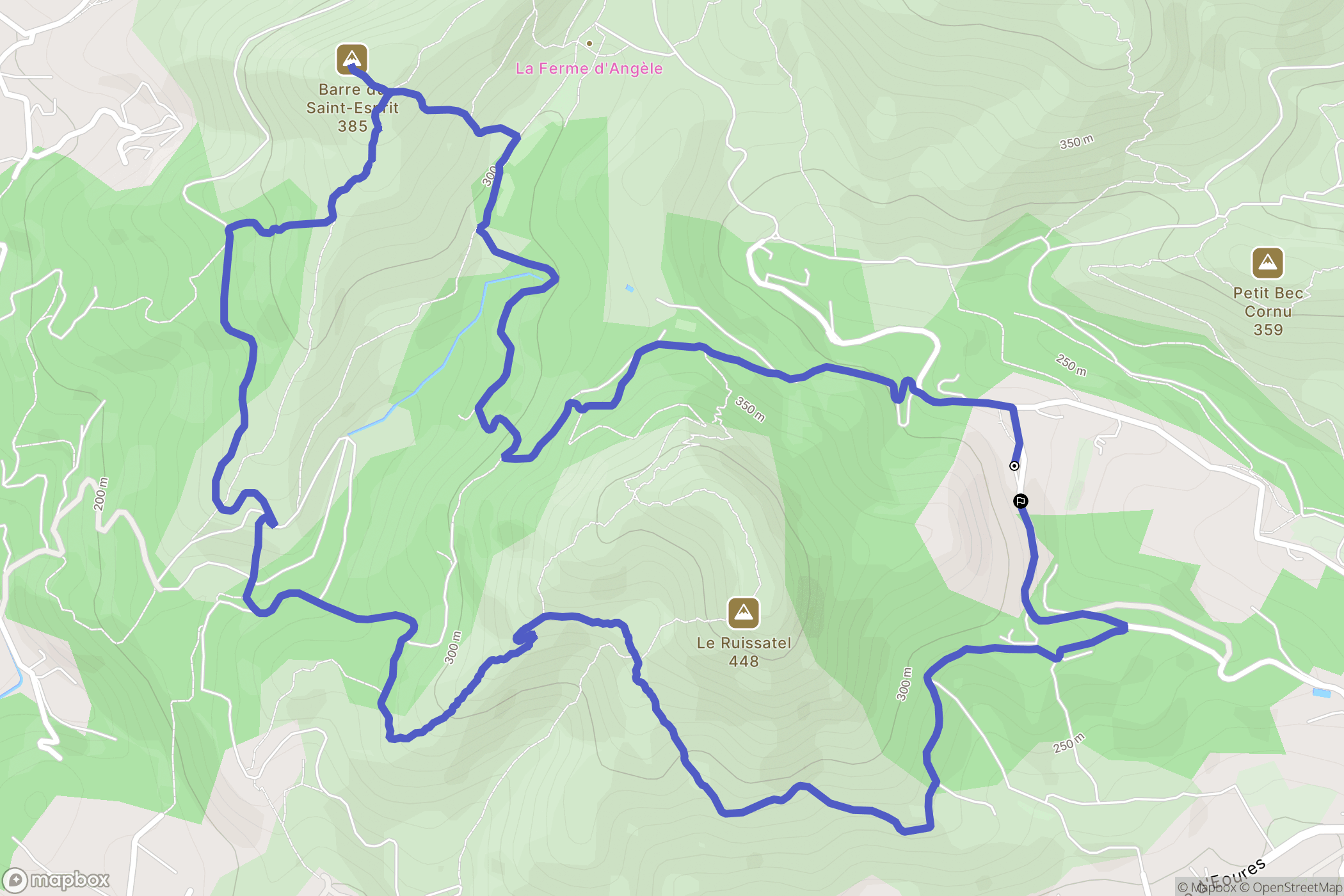 Ruissatel, Aubagne : carte du parcours de randonnée - France