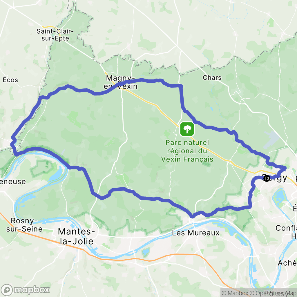 Cergy-Saint-Christophe : carte du parcours de randonnée - France