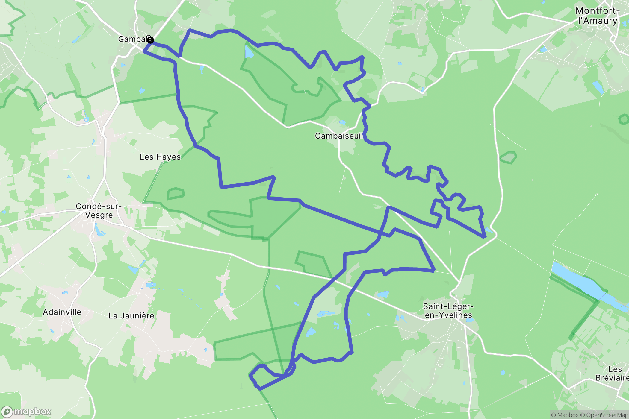 Gambais : carte du parcours de randonnée - France