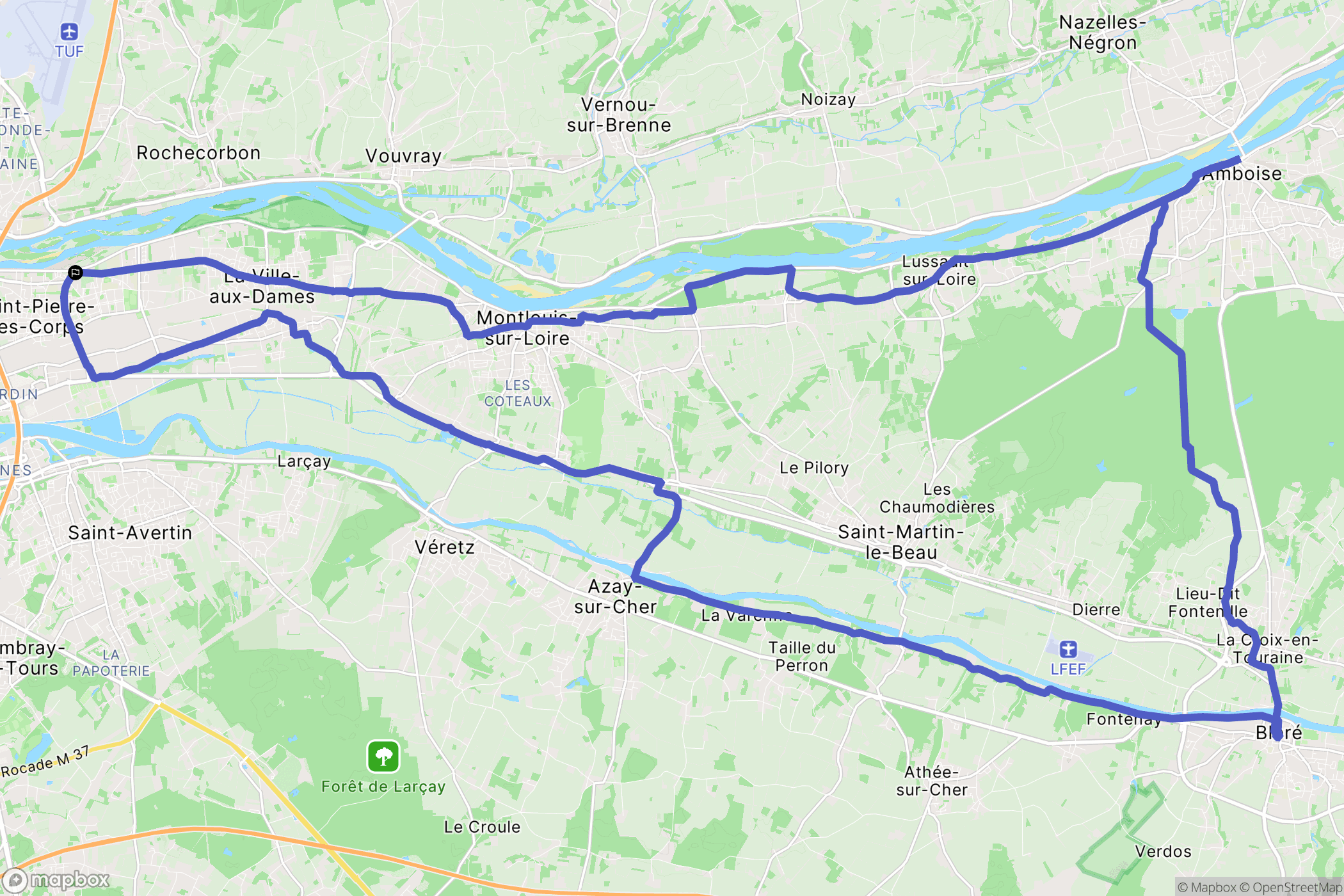 Saint-Pierre-des-Corps : carte du parcours de randonnée - France