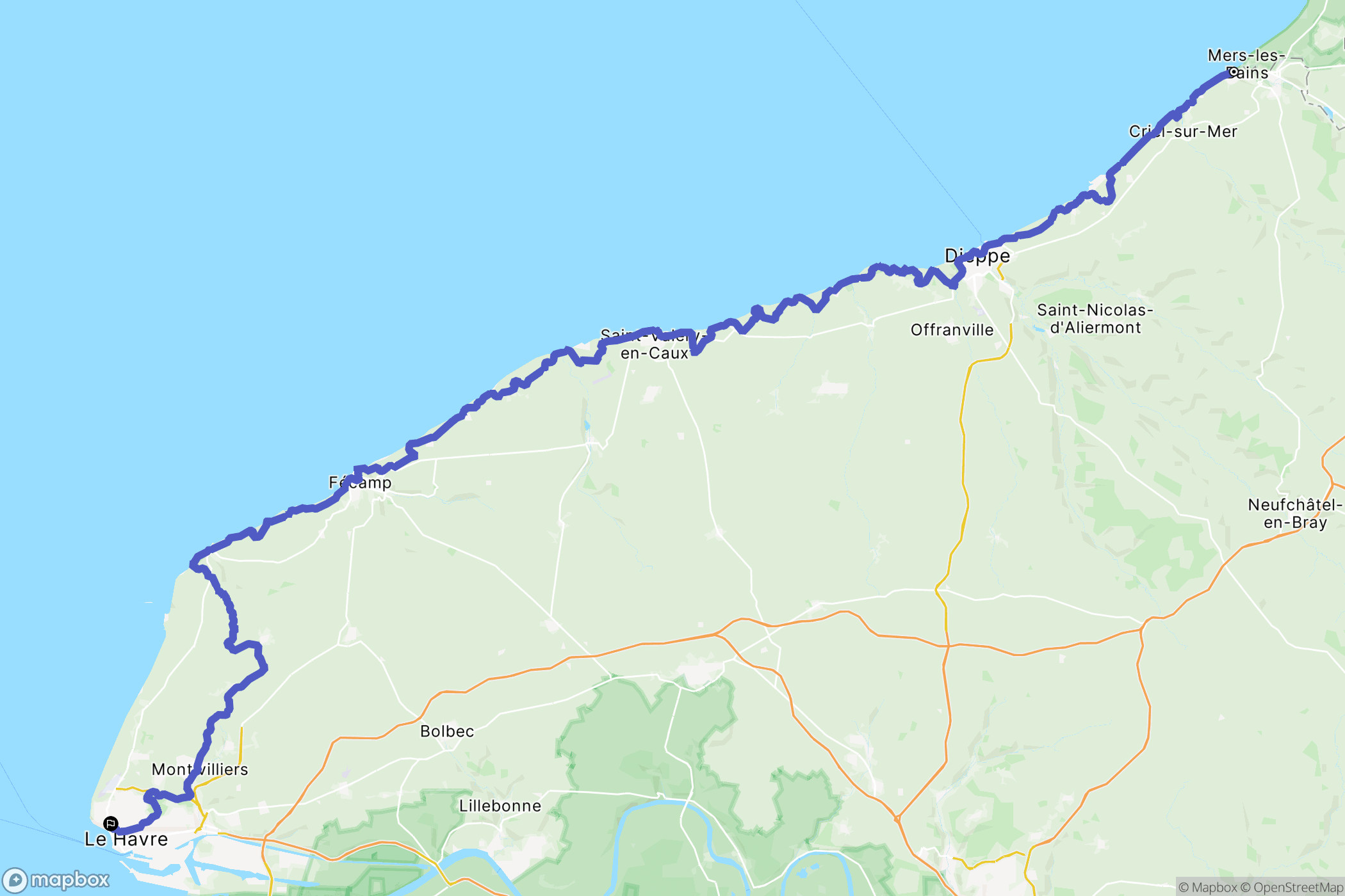 Le Tréport : carte du parcours de randonnée - France