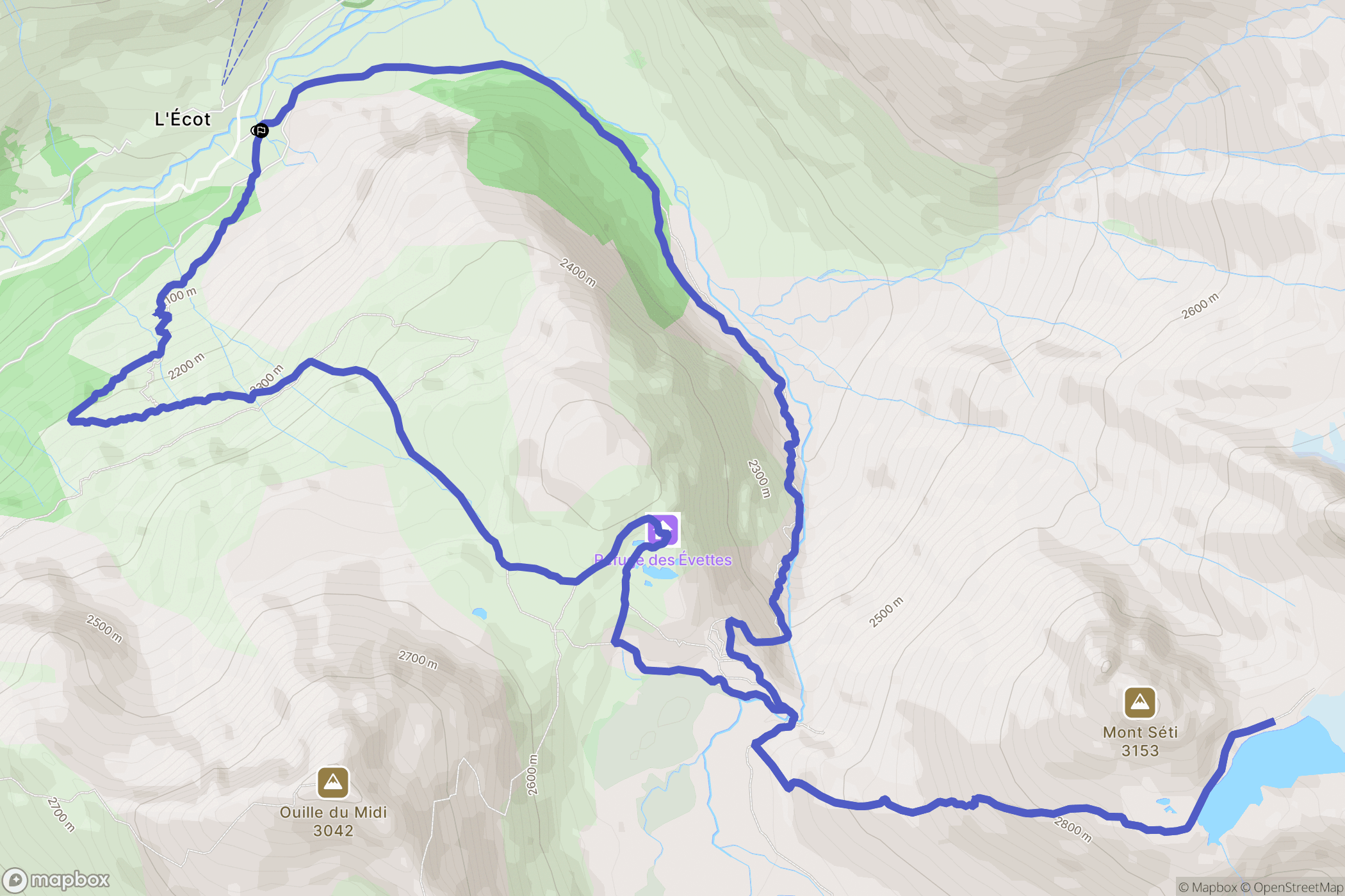 Bonneval-Sur-Arc : carte du parcours de randonnée - France