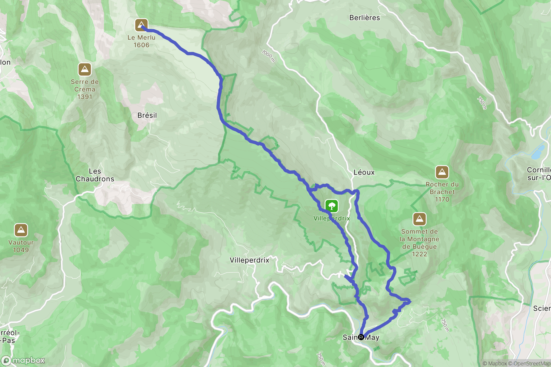 Saint-May : carte du parcours de randonnée - France