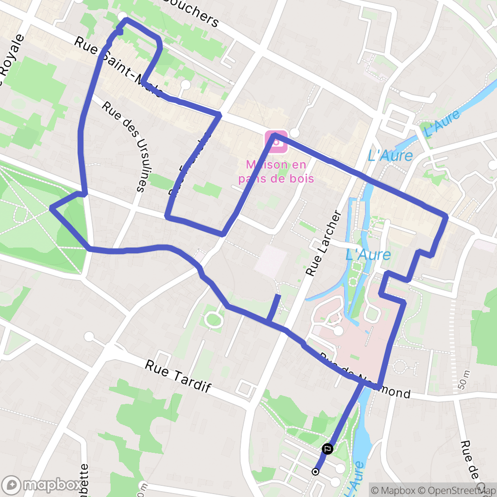 Bayeux : carte du parcours de randonnée - France