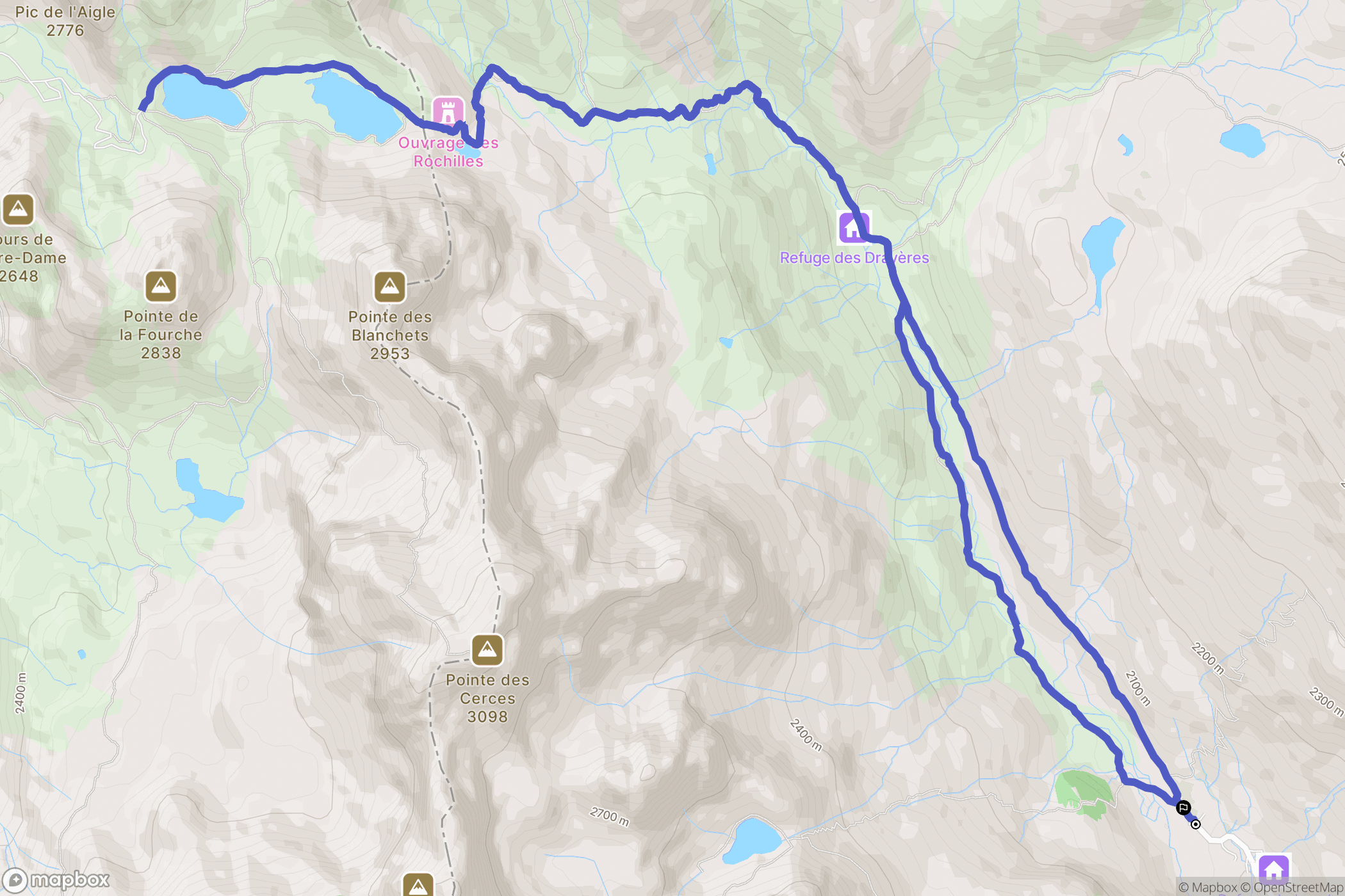 Névache : carte du parcours de randonnée - France