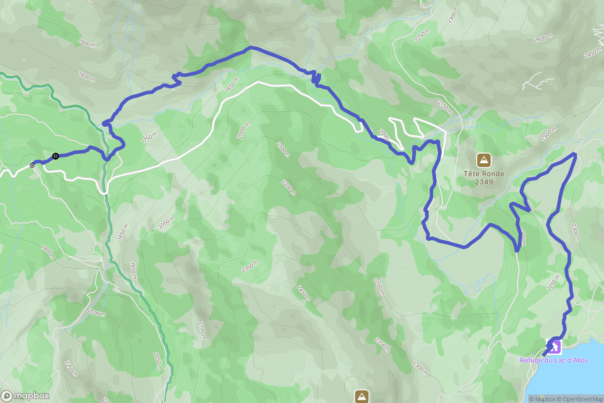 Allos : carte du parcours de randonnée - France