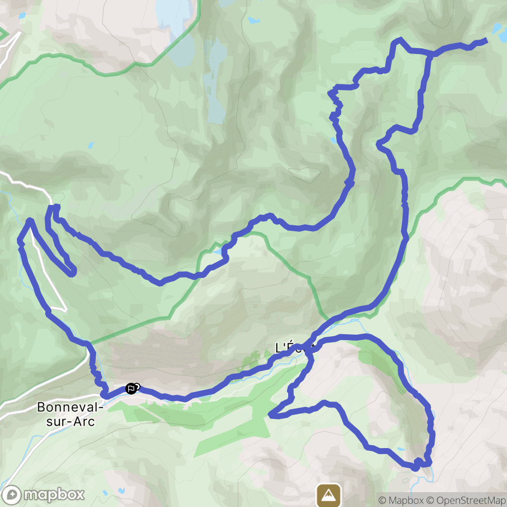 Bonneval-sur-Arc : carte du parcours de randonnée - France