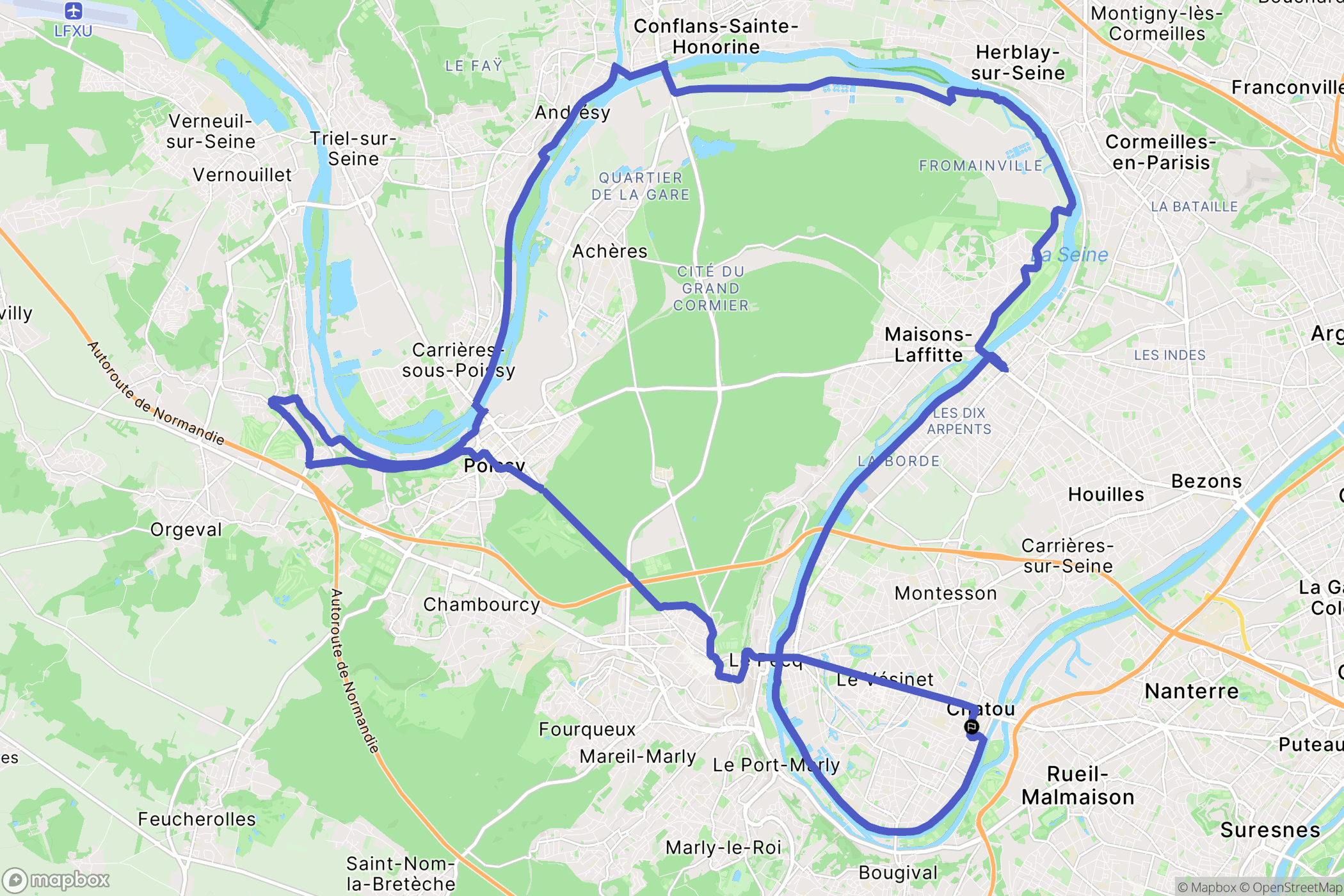 Les Bas de Chatou, Chatou : carte du parcours de randonnée - France