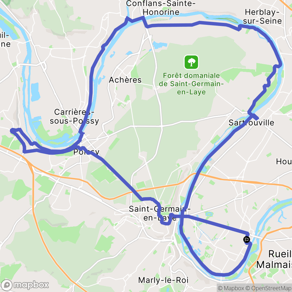 Les Bas de Chatou, Chatou : carte du parcours de randonnée - France