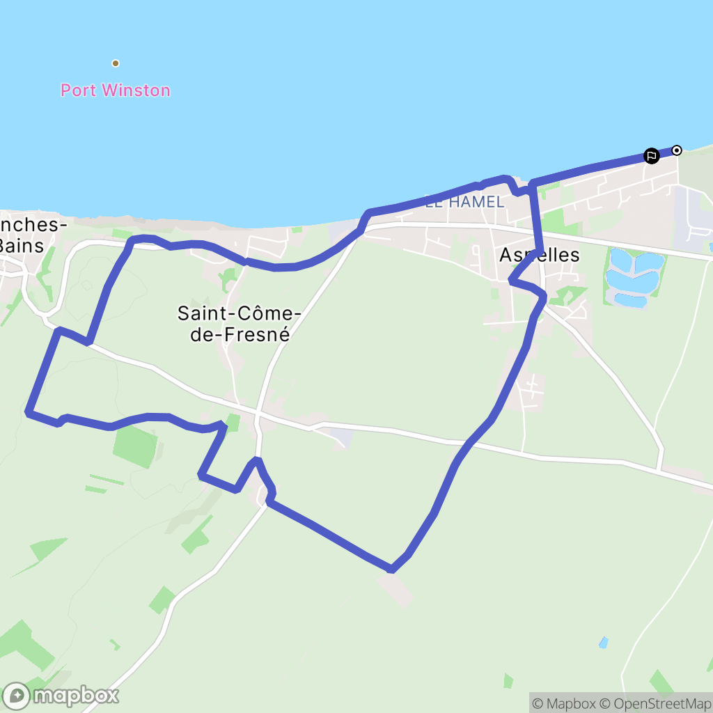 Asnelles : carte du parcours de randonnée - France