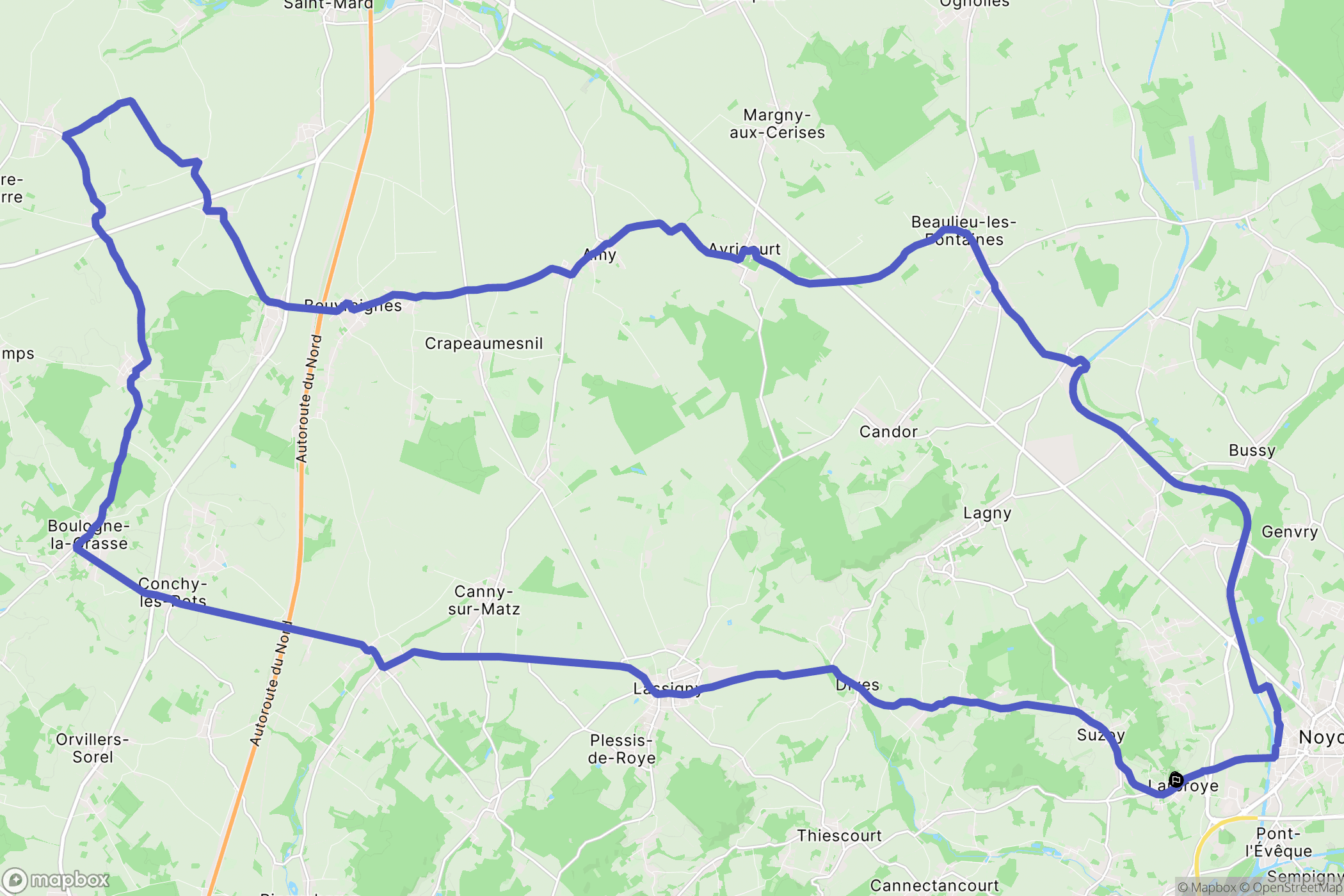 Larbroye : carte du parcours de randonnée - France