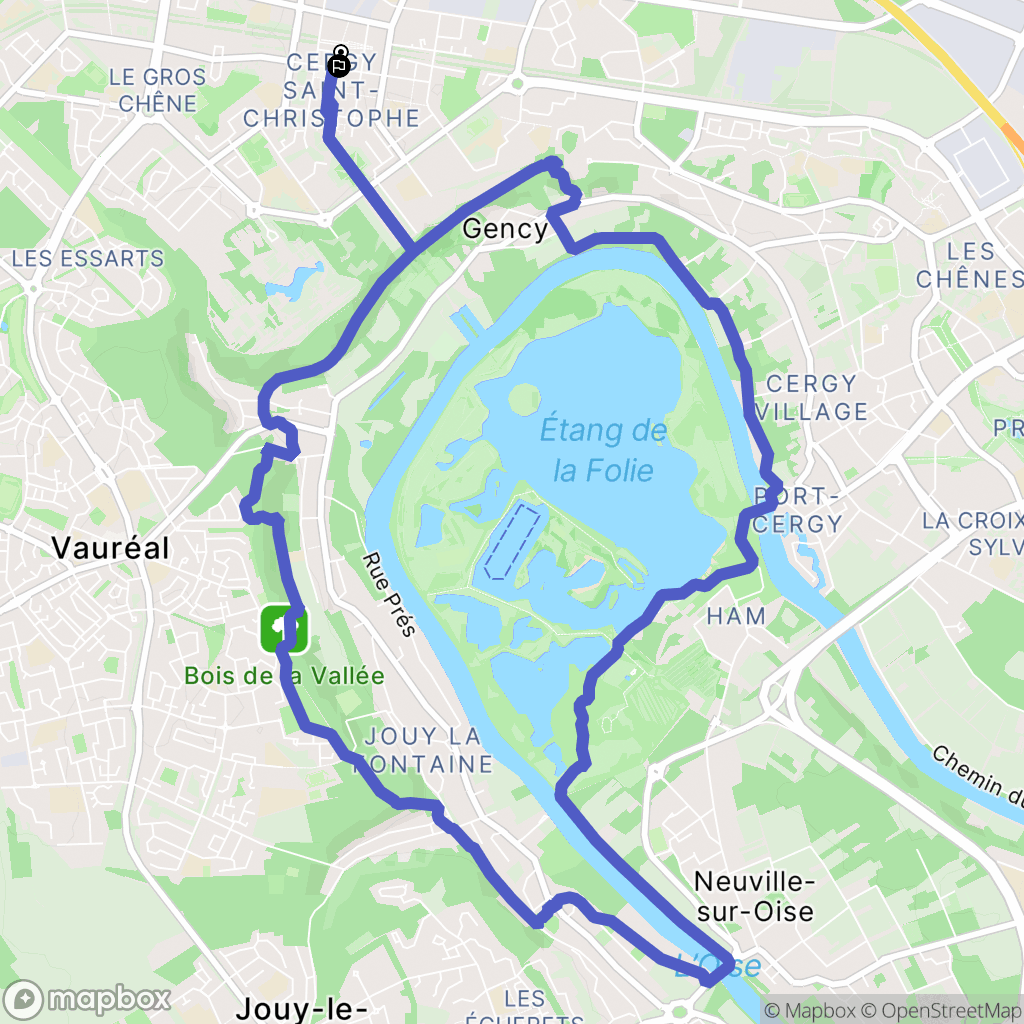 Cergy-Pontoise : carte du parcours de randonnée - France