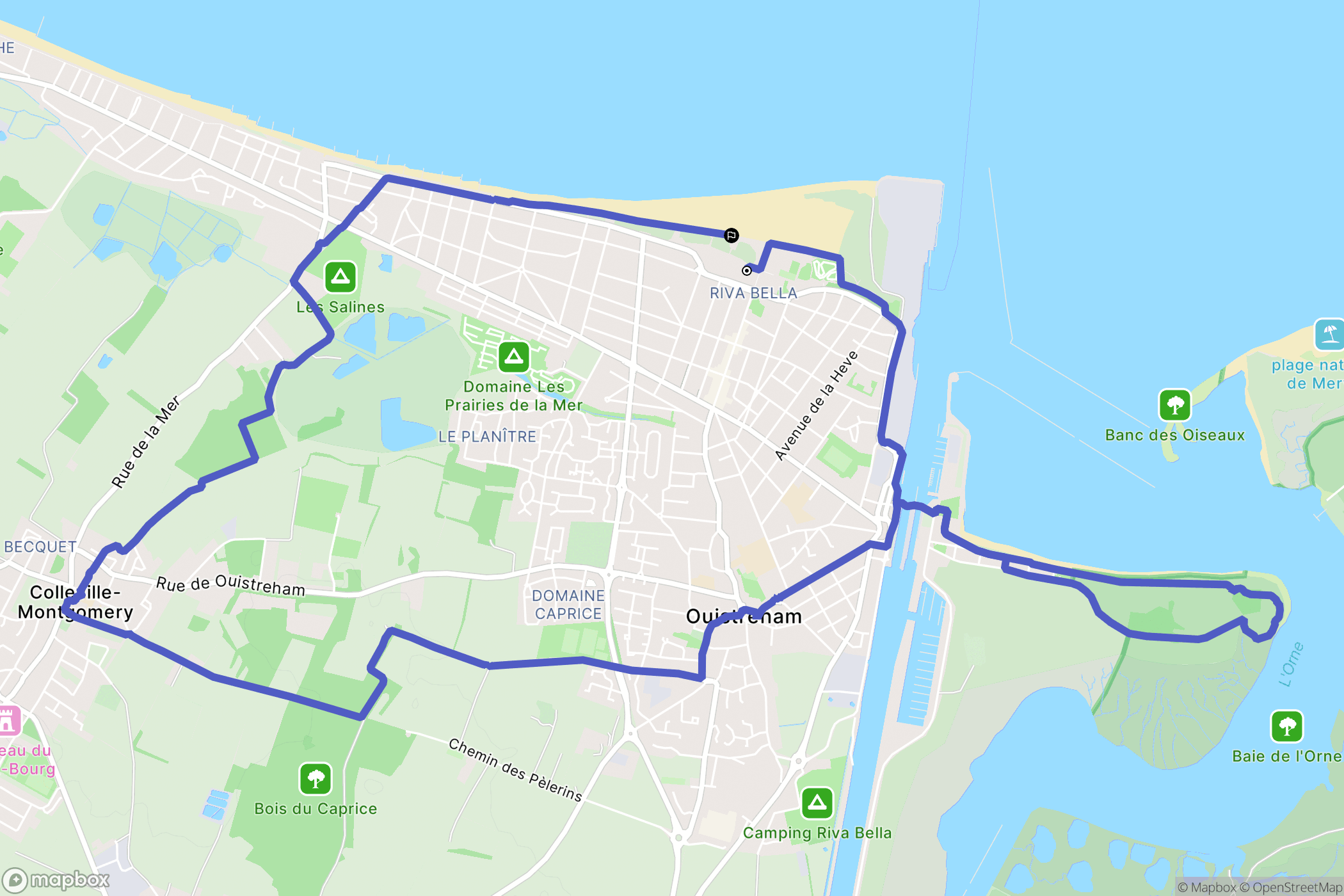 Ouistreham : carte du parcours de randonnée - France