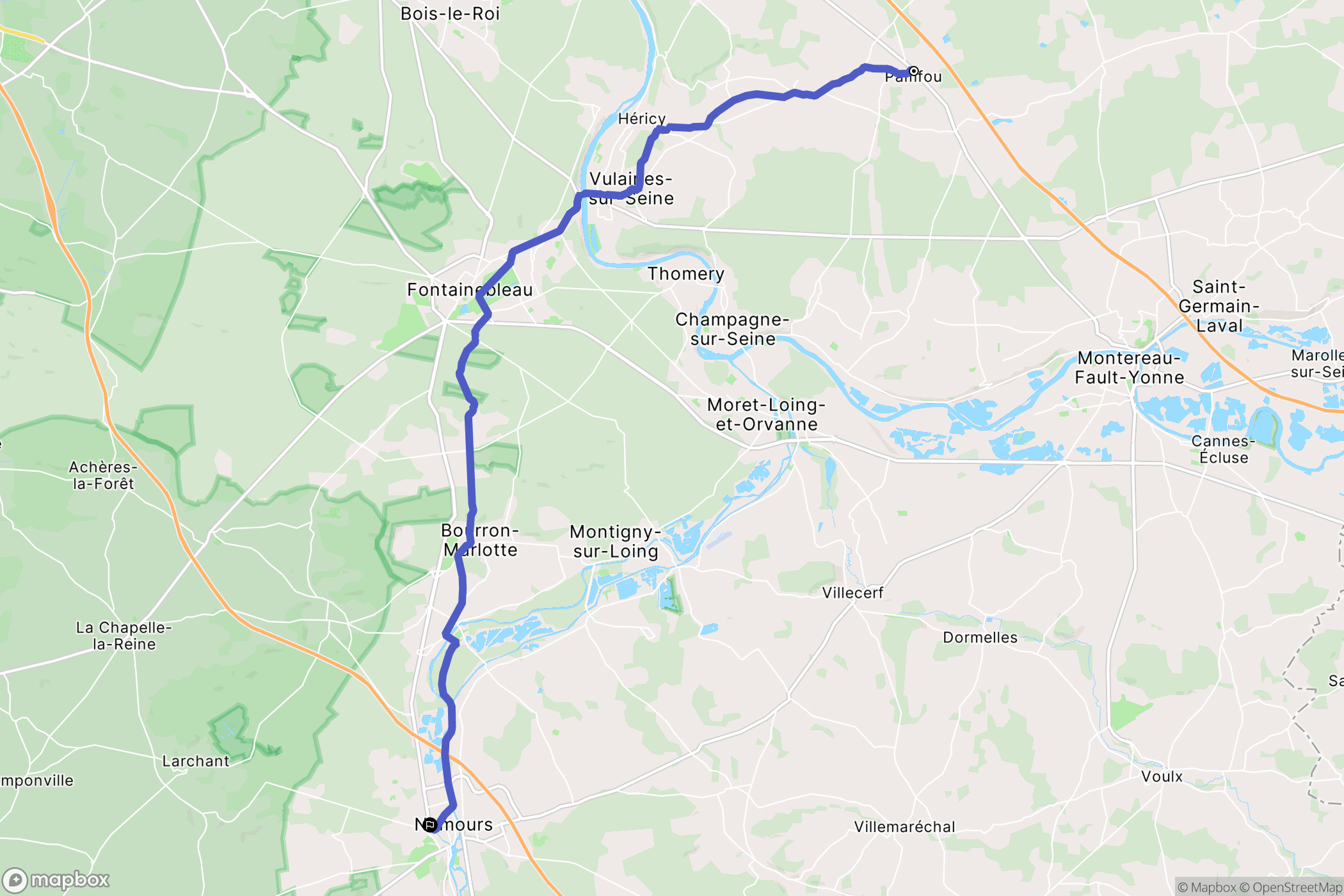 Pamfou : carte du parcours de randonnée - France