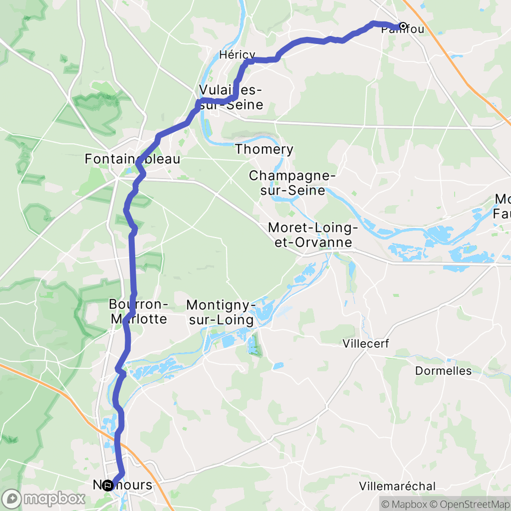 Pamfou : carte du parcours de randonnée - France
